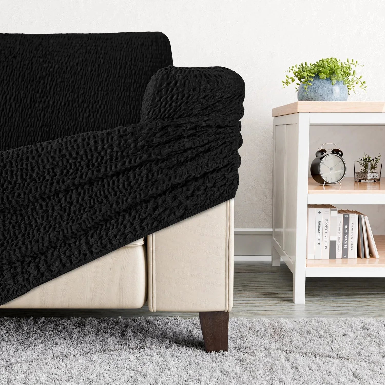 Velvet Reclining Armchair Slipcover - Soft Stretch Fabric Cover for Living Room, Bedroom, or Office - Easy to Install & Machine Washable