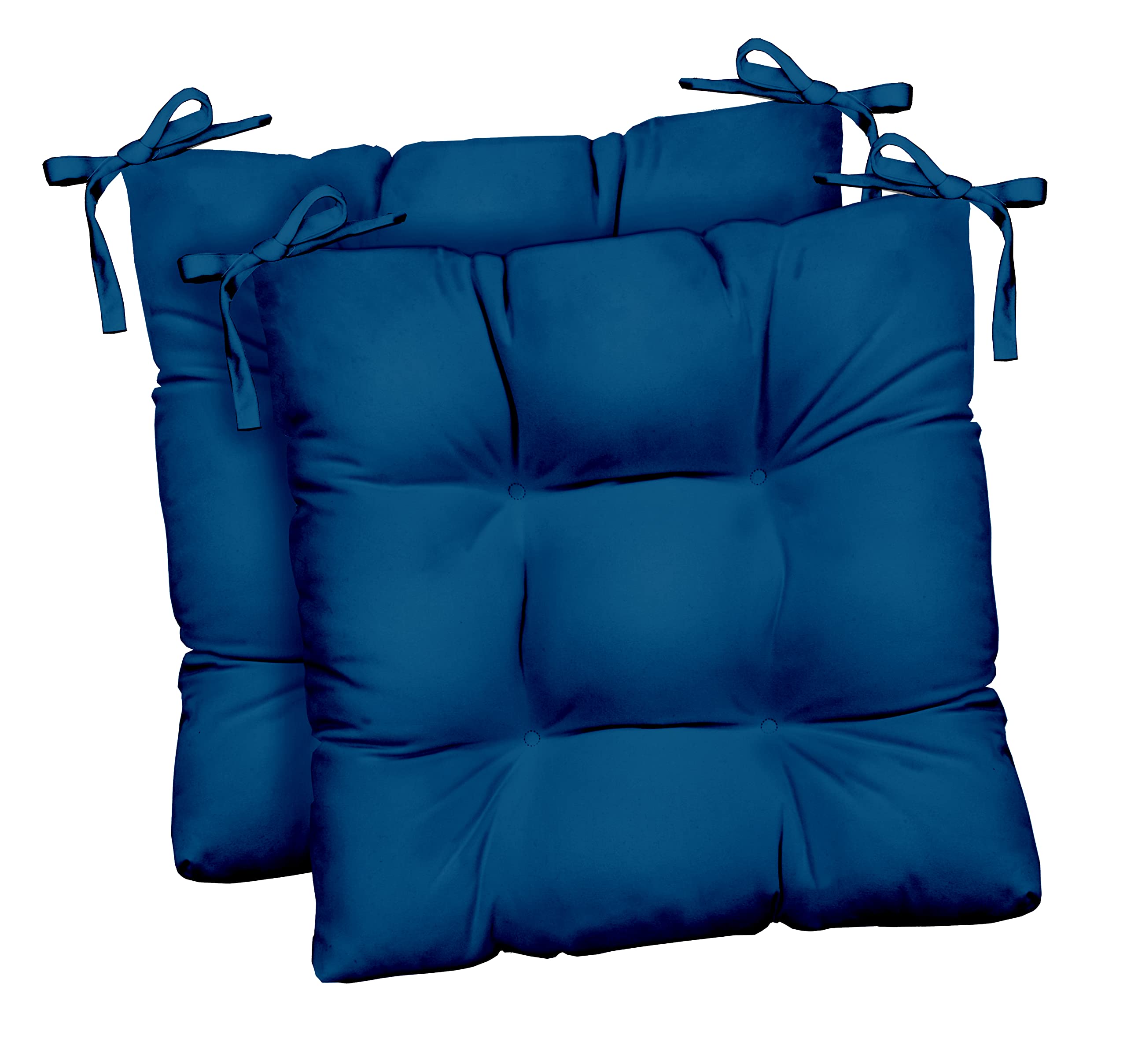 RSH Décor Indoor Outdoor Tufted Dining Chair Seat Cushions Set of 2 - 19x19x3 Inches, Waterproof & UV Resistant - Classic Pacific Blue for Patio, Garden, Dining Room & Kitchen