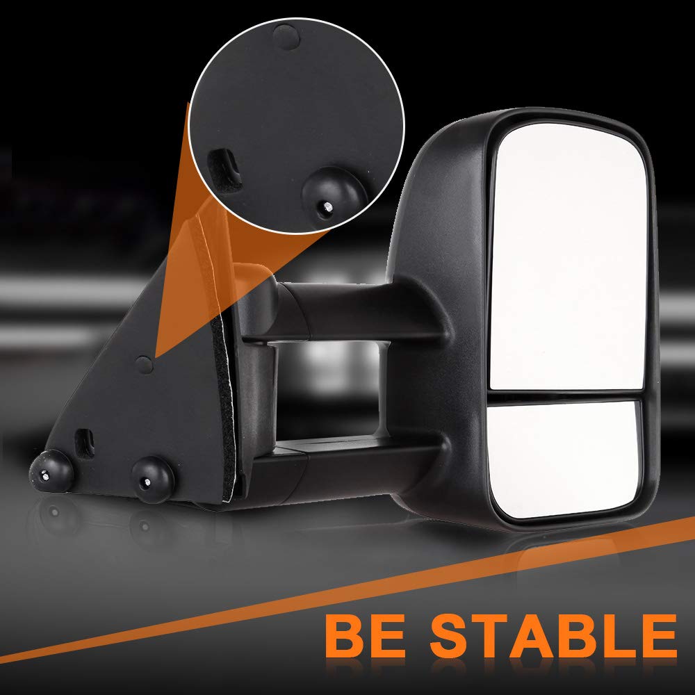 ROADFAR Manual Towing Mirrors for 1988-2001 Chevy C3500 & 1992-1999 GMC Suburban - Left & Right Side Non-Heated Tow Mirrors Without Turn Signal | Perfect for Towing Trailers, Boats & Campers