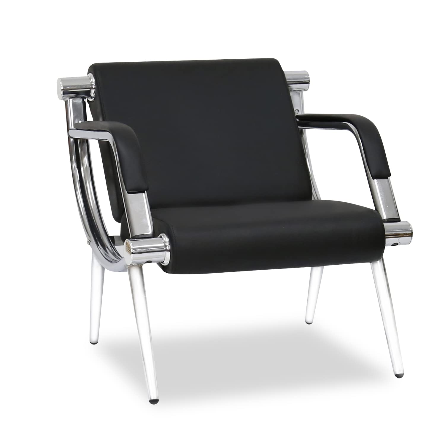 Premium PU Leather Waiting Room Chair - 1-Seat Black Reception Guest Chair for Business Office, Airport, Hospital, Bank, Conference Room & Salon | Durable & Comfortable Seating Solution for High-Traffic Areas