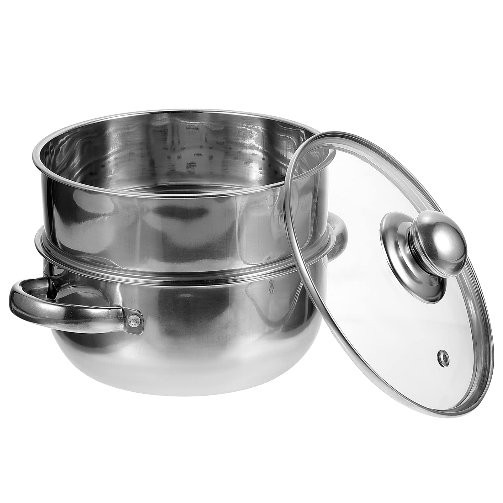 YARNOW 18cm Stainless Steel Steamer Pot with Lid - Vegetable & Food Steamer Cookware, Saucepan with Steamer Basket for Healthy Cooking | Perfect for Steaming Vegetables, Dumplings & Seafood at Home