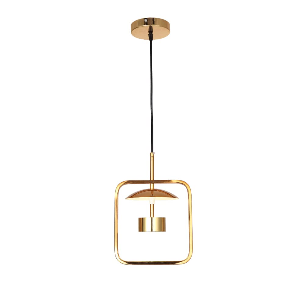 Modern Gold LED Pendant Light Fixture - Minimalist Iron Aluminum PC Hanging Light for Bedroom, Living Room, Bathroom & Restaurant - 10W Single Bulb - Perfect for Dining Room, Kitchen Island & Entryway Lighting