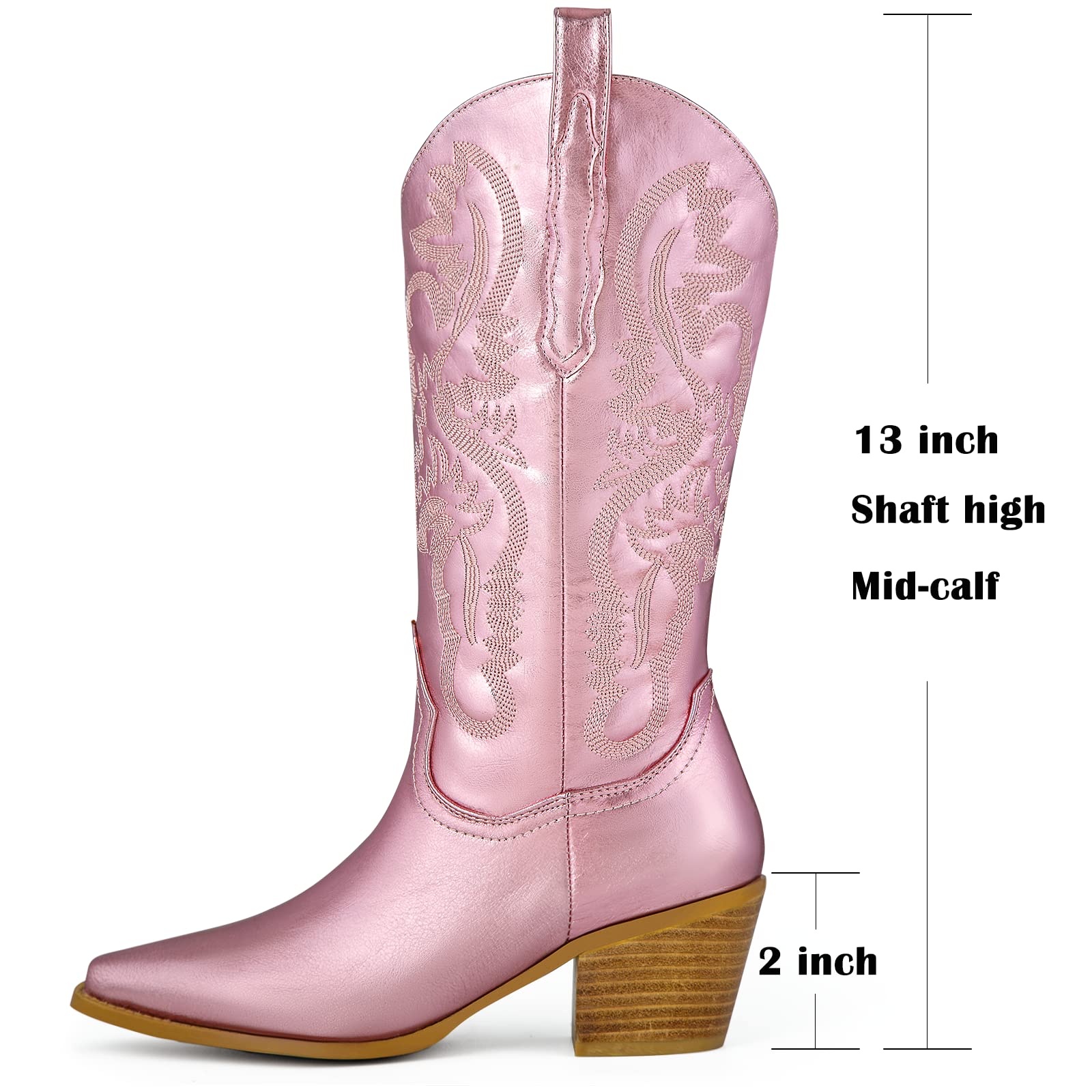 **Ouepiano Women's Cowboy Boots - Wide Calf Embroidered Western Boots for Cowgirls | Perfect for Rodeo, Country Dancing & Casual Wear**