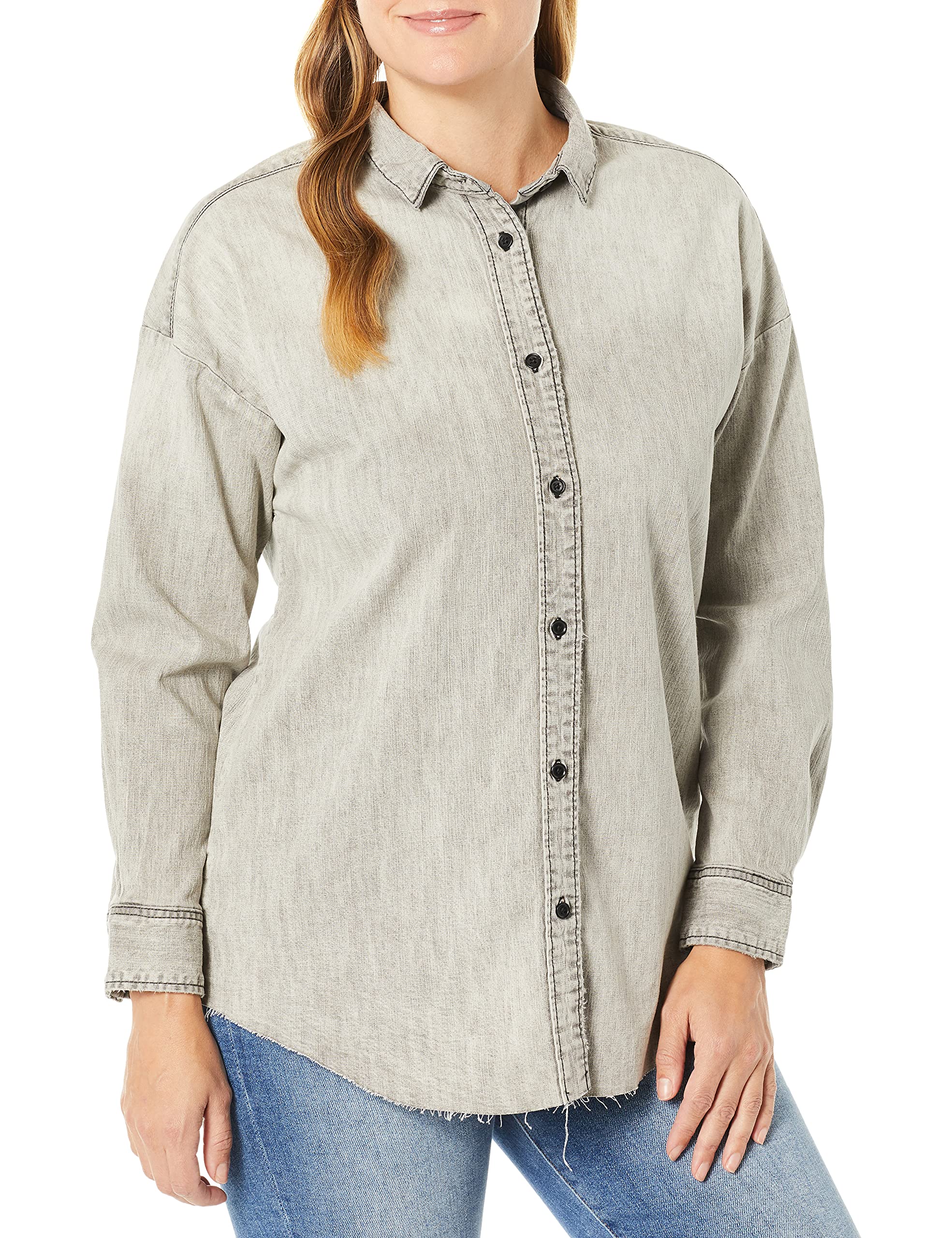 Vintage Denim Shirt for Women - HUDSON Distressed Denim Top - Casual & Stylish Shirt for Everyday Wear, Layering, and Outdoor Activities