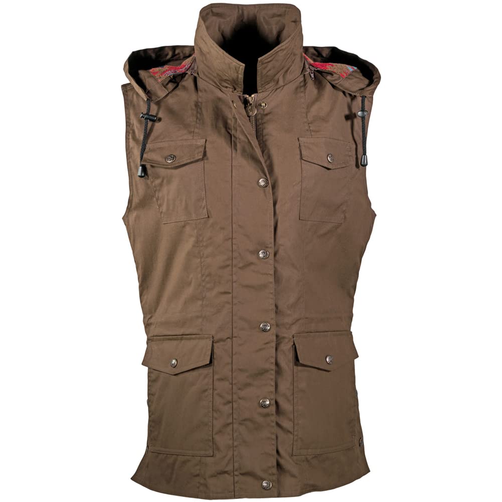 Outback Trading Women's 29687 Athena Waterproof & Breathable Waxed Cotton Vest with Removable Hood - Outdoor Hiking, Camping & Rainy Day Wear