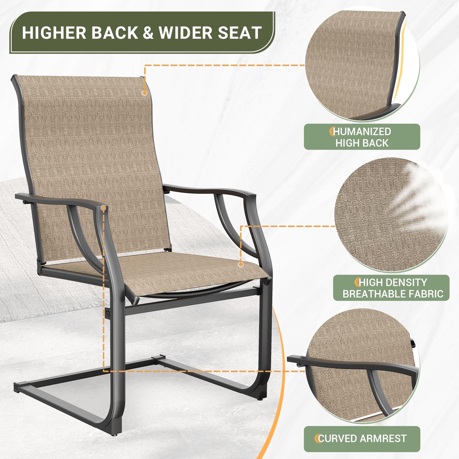 Amopatio 2-Piece Patio Chair Set - All-Weather Outdoor Dining Chairs with Breathable Design for Backyard, Deck, Garden - Brown Patio Furniture for Relaxing & Entertaining