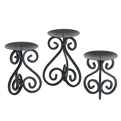 Iron Standing Candle Holders Set of 3 - Decorative Metal Candle Stands for Table Centerpiece, Wedding Decor, Home & Garden Lighting Accessories