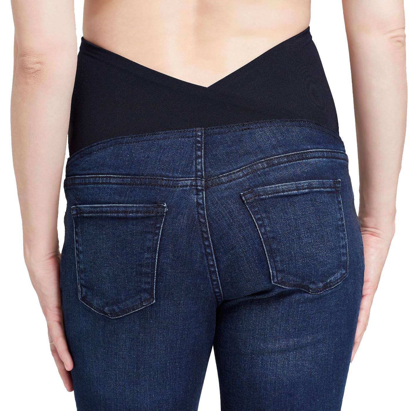 Ingrid & Isabel Women's Maternity Mid Rise Crossover Panel Bermuda Jean Shorts - Comfortable Stretch Denim Shorts for Pregnancy - Dark Wash Size 14 - Perfect for Summer, Casual Wear & Maternity Outfits