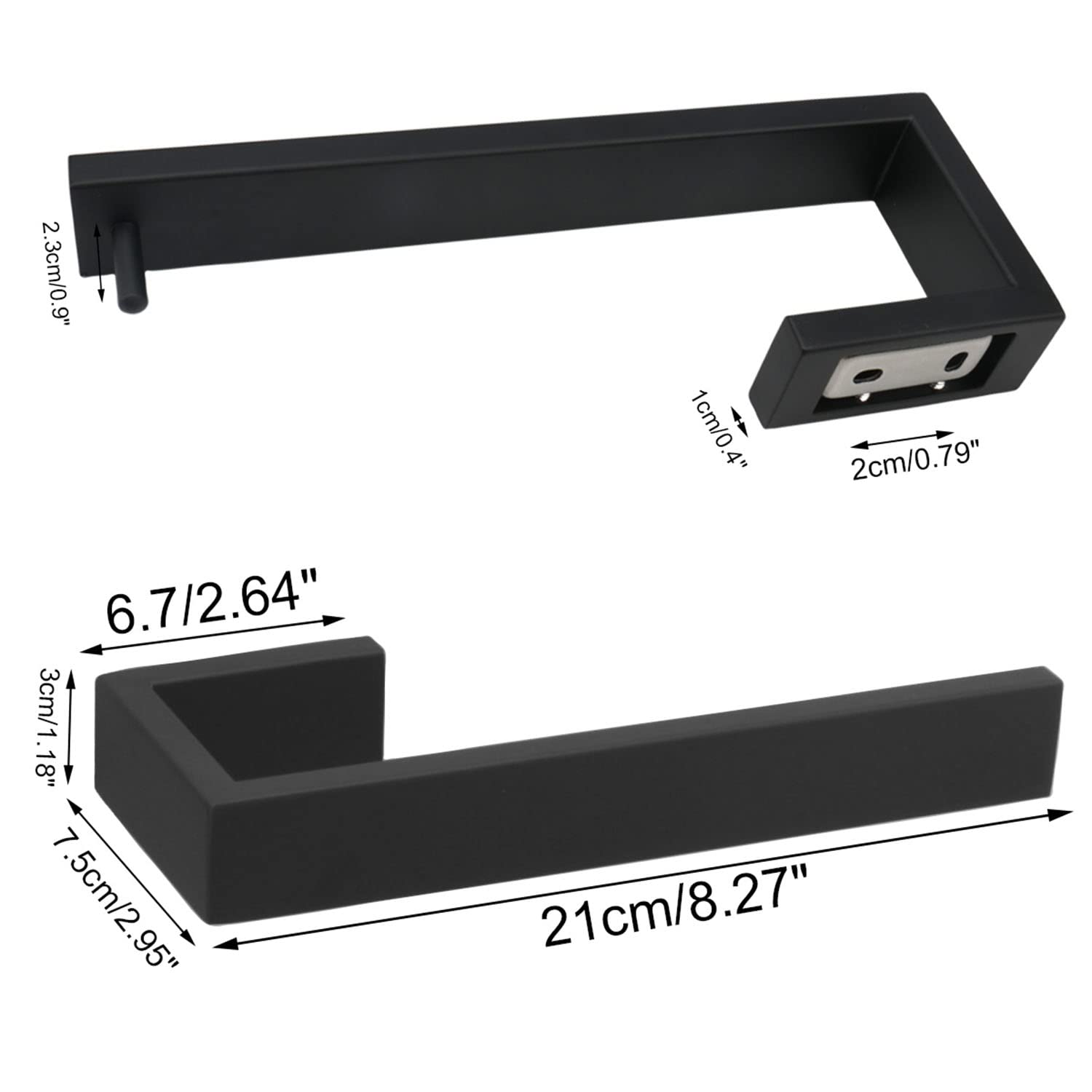 TocTen 2-Pack Stainless Steel Hand Towel Holder - Thick SUS304 Wall Mounted Towel Ring & Hanger for Bathroom, Kitchen, or Laundry Room - Matte Black Square Towel Bar (9 Inch, Heavy Duty) - Perfect for Modern Home Decor & Space Saving Storage
