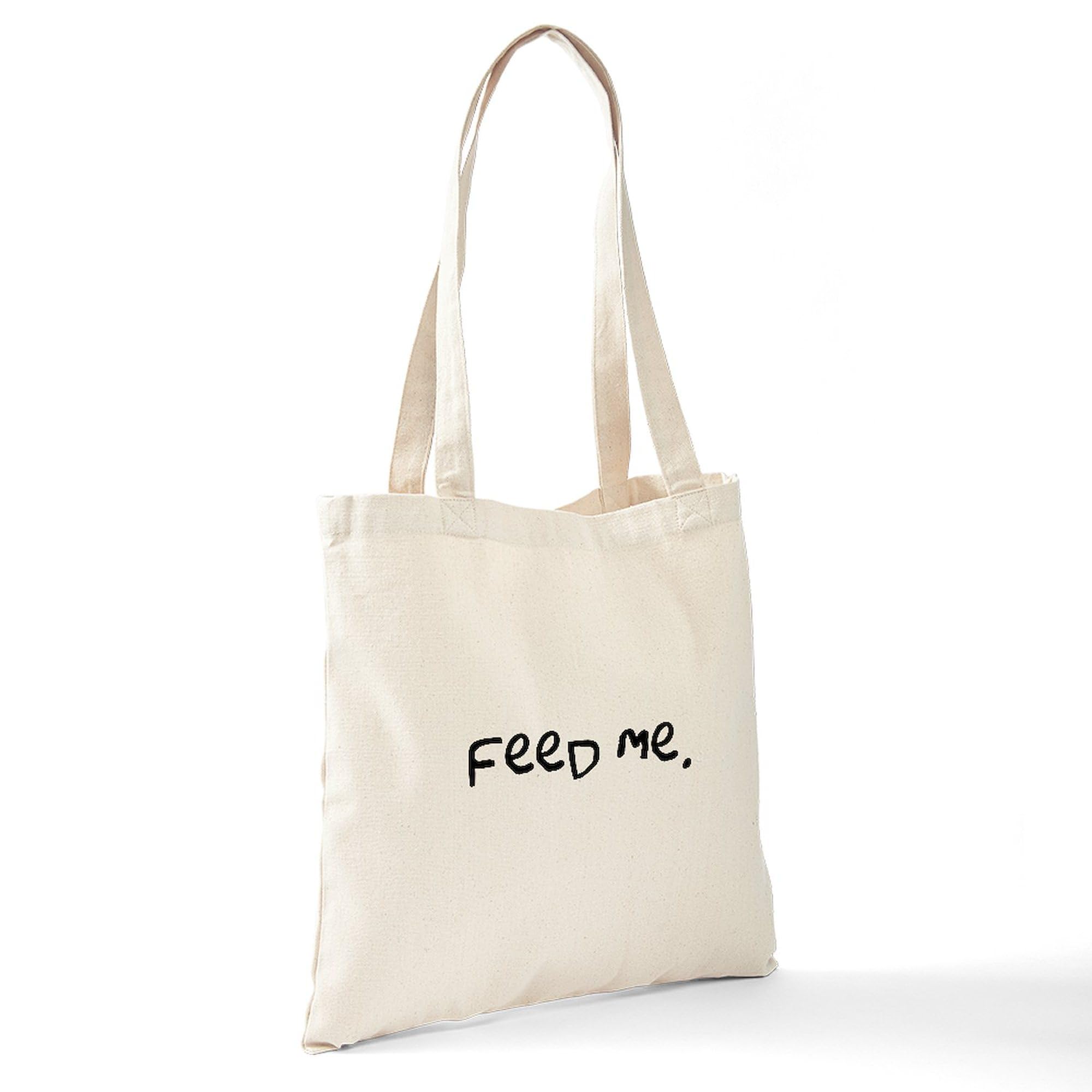 Feed Me Natural Canvas Tote Bag - Eco-Friendly Reusable Grocery Shopping Bag for Farmers Market, Beach & Daily Use