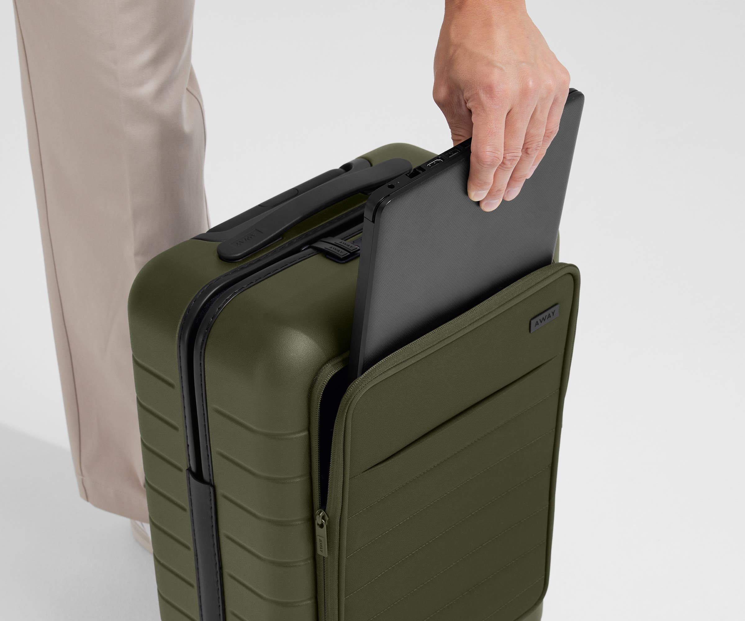 Premium Olive Green Executive Carry-On Luggage - Lightweight & Durable Business Travel Suitcase for Airplane & Weekend Trips