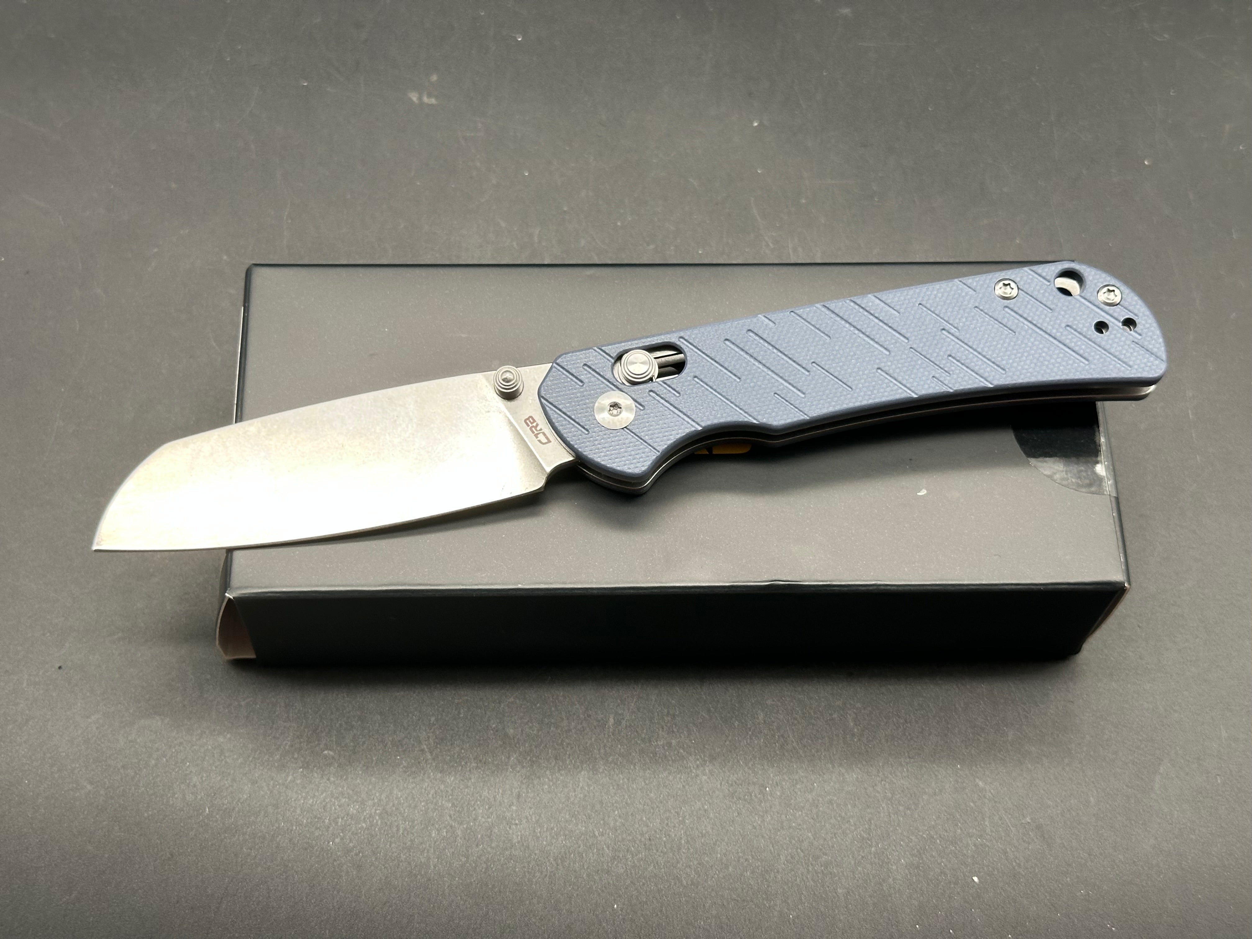 CJRB LYRID Folding Knife with Grey G10 Handle & AR-RPM9 Sheepsfoot Blade - EDC, Outdoor, Camping, and Everyday Carry Utility Tool