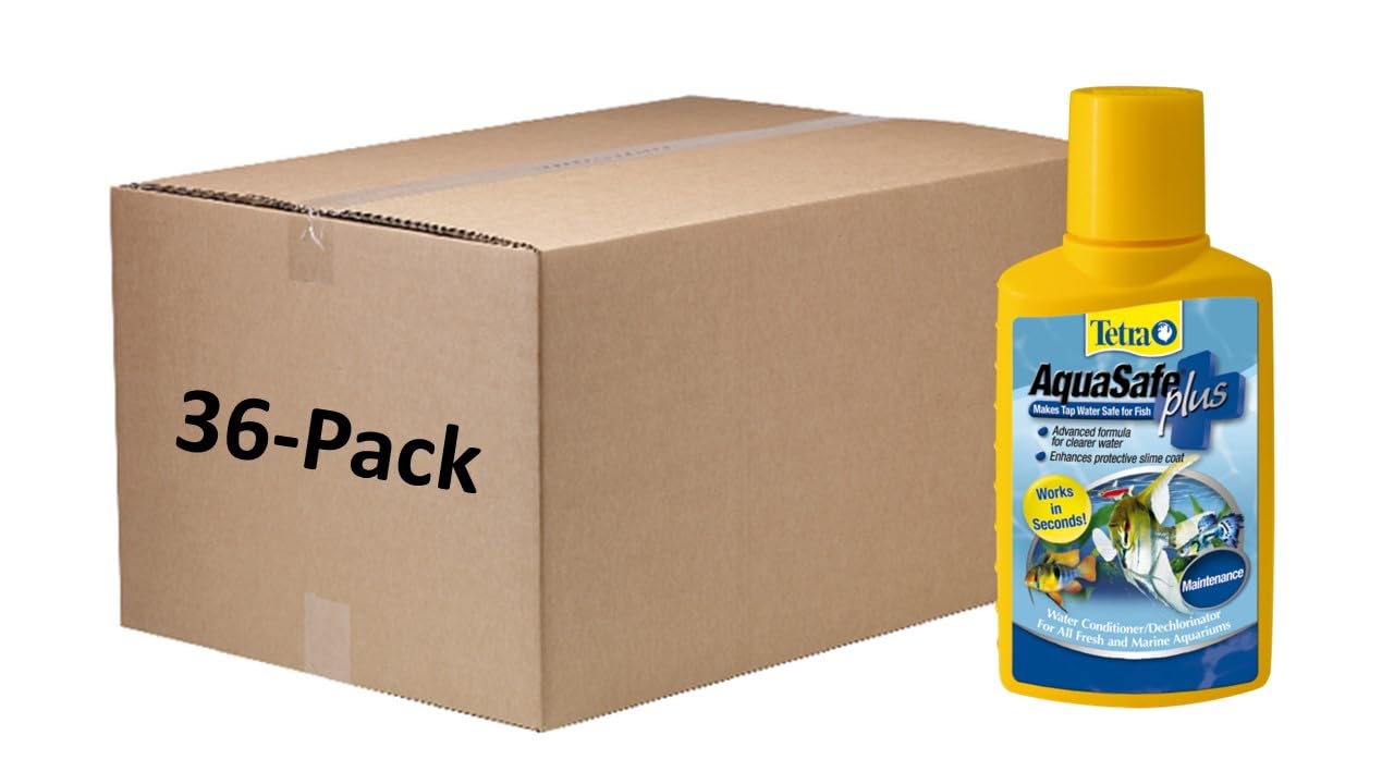 Tetra 16168 AquaSafe Water Conditioner with Bio Extract - 3.38 FL Oz (100ml) - Pack of 36 - Removes Chlorine & Heavy Metals - Safe for Freshwater & Saltwater Fish - Perfect for Aquariums, Fish Tanks & Ponds