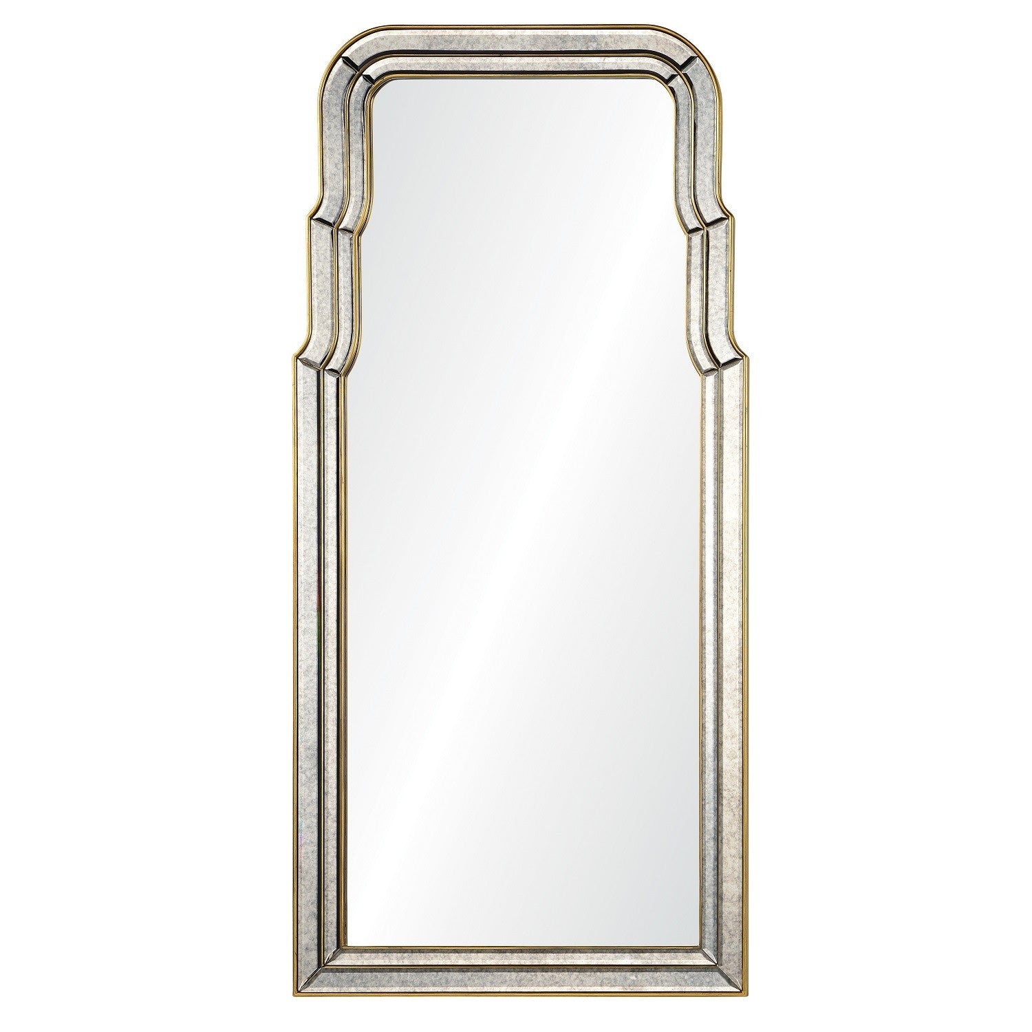 Bunny Williams Hand Carved Queen Anne Mirror - Antique Gold & Distressed White Finishes - Elegant Wall Decor for Living Room, Bedroom or Entryway