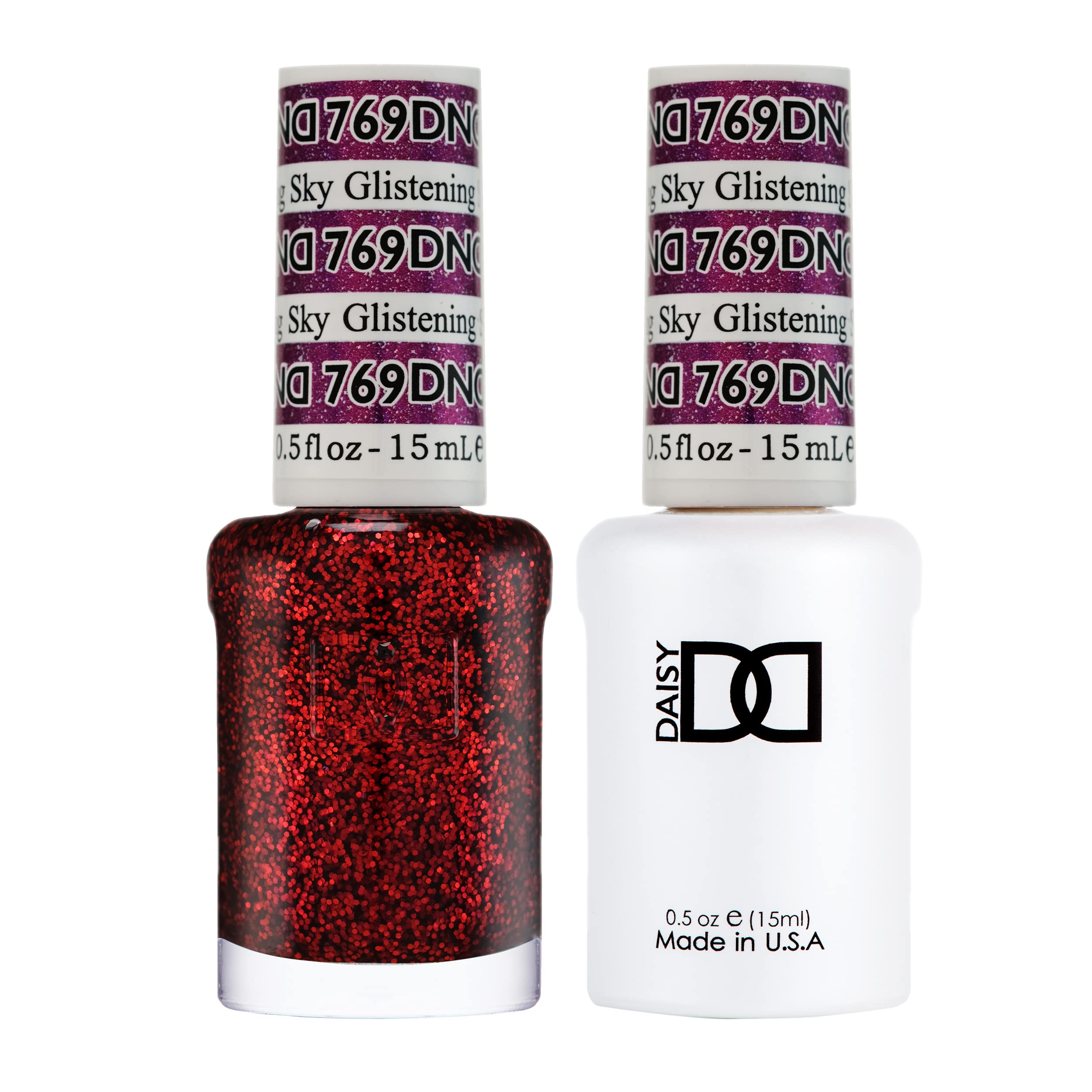 DND Gel Polish Set - 1 Red Gel Polish & 1 Red Nail Polish (769 Glistening Sky, 0.5 Fl Oz) - Professional Nail Salon & DIY Manicure Kit for Long-Lasting Shine