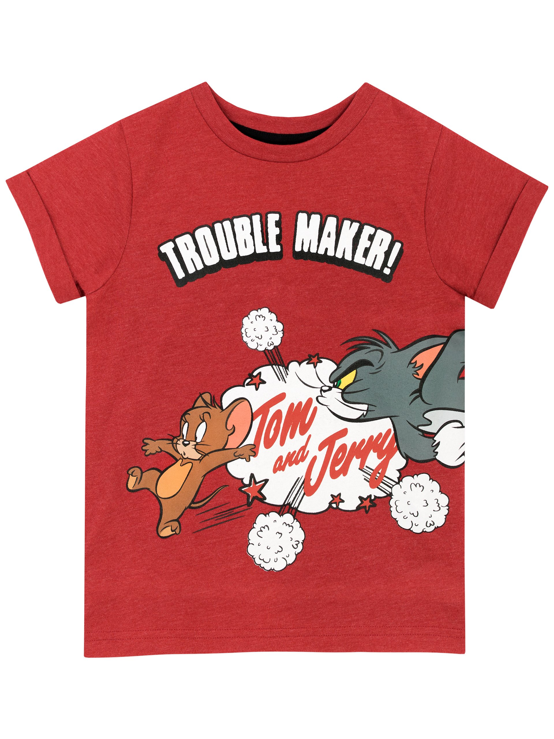 Tom and Jerry Boys' Cartoon Graphic T-Shirt - Red 2T Toddler Shirt - Fun Cartoon Tee for Kids Playtime & Birthday Parties