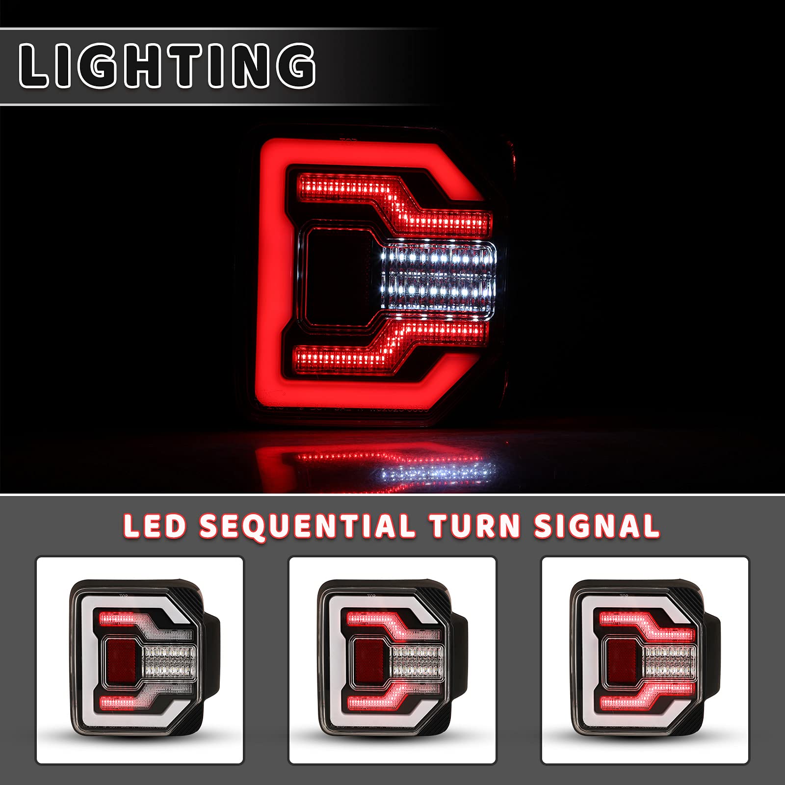 AUTOWIKI LED Tail Lights for 2018-2025 Jeep Wrangler JL & 2021-2025 Wrangler 4XE Plug-in - Black Housing with Clear Lens - Direct Replacement Pair (Left & Right) - Perfect for Off-Roading, Night Driving & Vehicle Customization