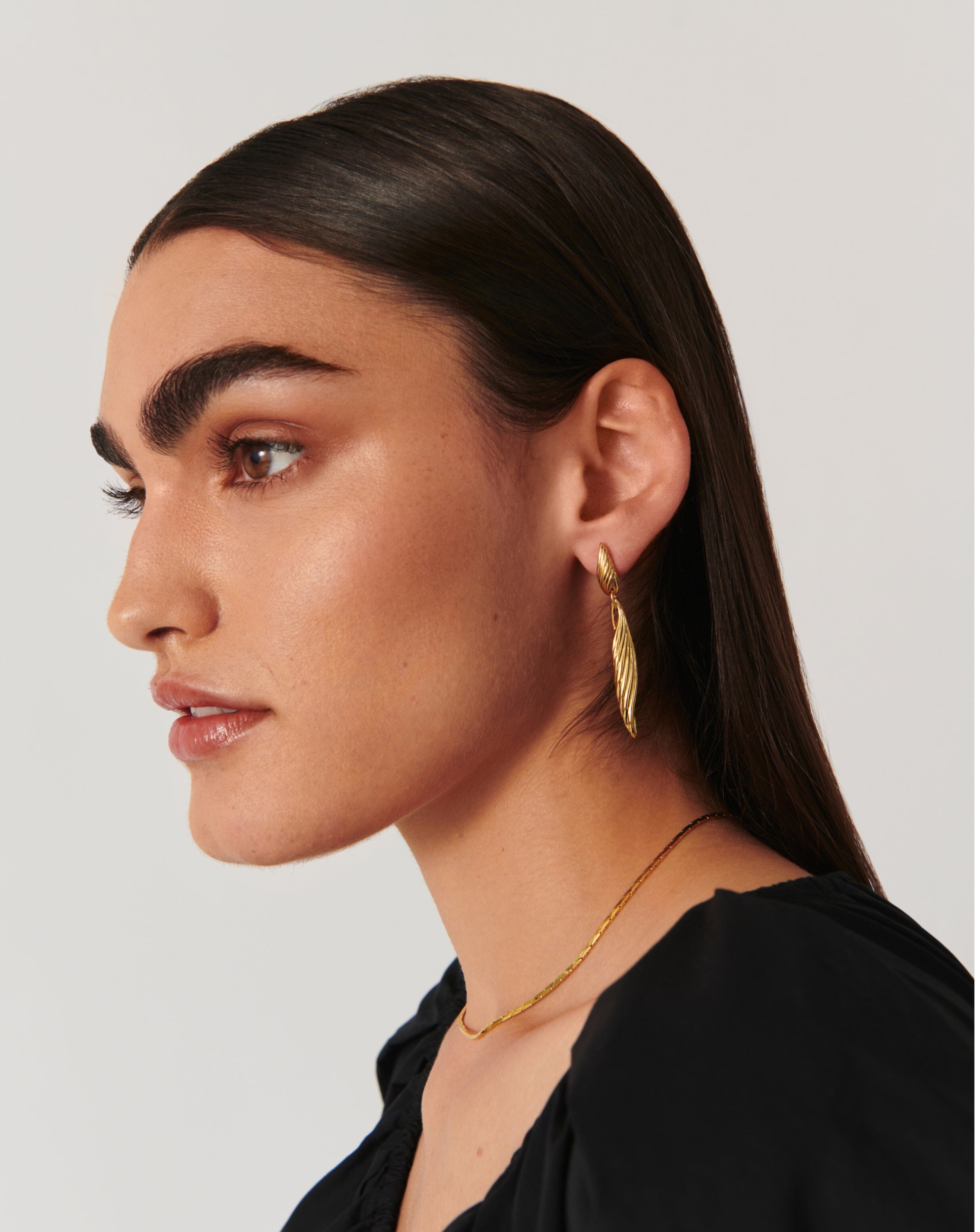 Wavy Ridge Double Drop Earrings for Women - Elegant Boho Dangle Jewelry for Party, Wedding & Everyday Wear