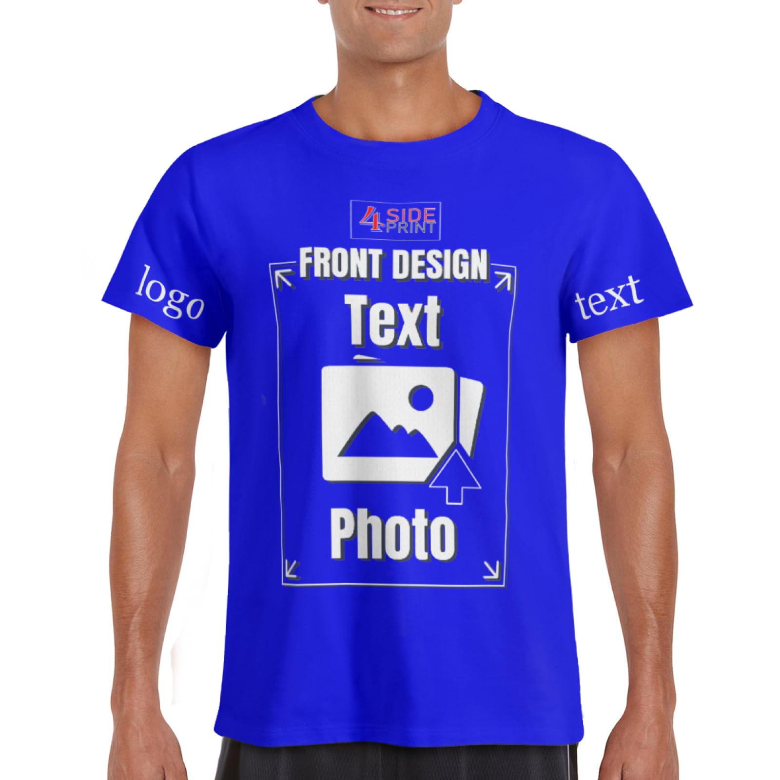 Custom Printed T-Shirts Bulk Order for Men & Women - Personalized Logo, Text & Picture Print on Front/Back - Unisex Mesh Tees for Team Uniforms, Events & Promotions