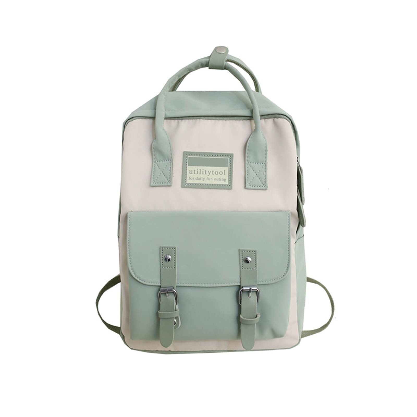 Jchen Vintage Color Block School Backpack for Girls & Boys - Mint Green Laptop Bookbag for College, Travel & Everyday Use | Durable One Size Backpack for Students & Commuters