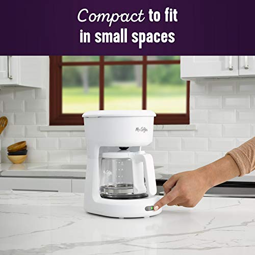 Mr. Coffee 2134286 5-Cup Mini Brew Switch Coffee Maker, White - Compact Drip Coffee Machine for Small Kitchens, Offices & Dorm Rooms