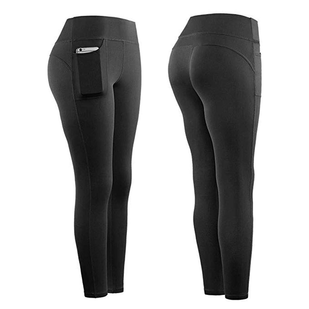 JUNGE Spandex Yoga Pants with Pockets - Workout & Winter Leggings