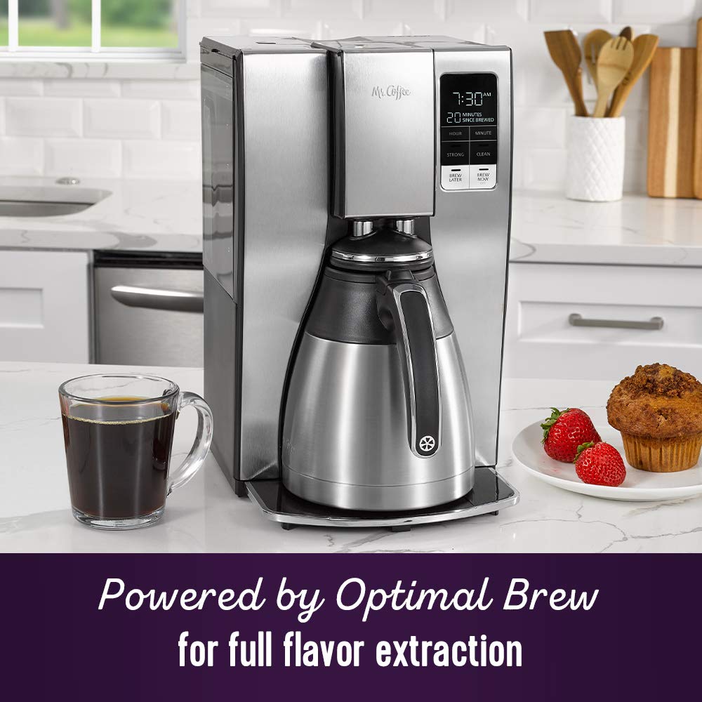 Mr. Coffee 10-Cup Programmable Coffee Maker - Stainless Steel, Auto Brew Timer, Perfect for Home & Office Use
