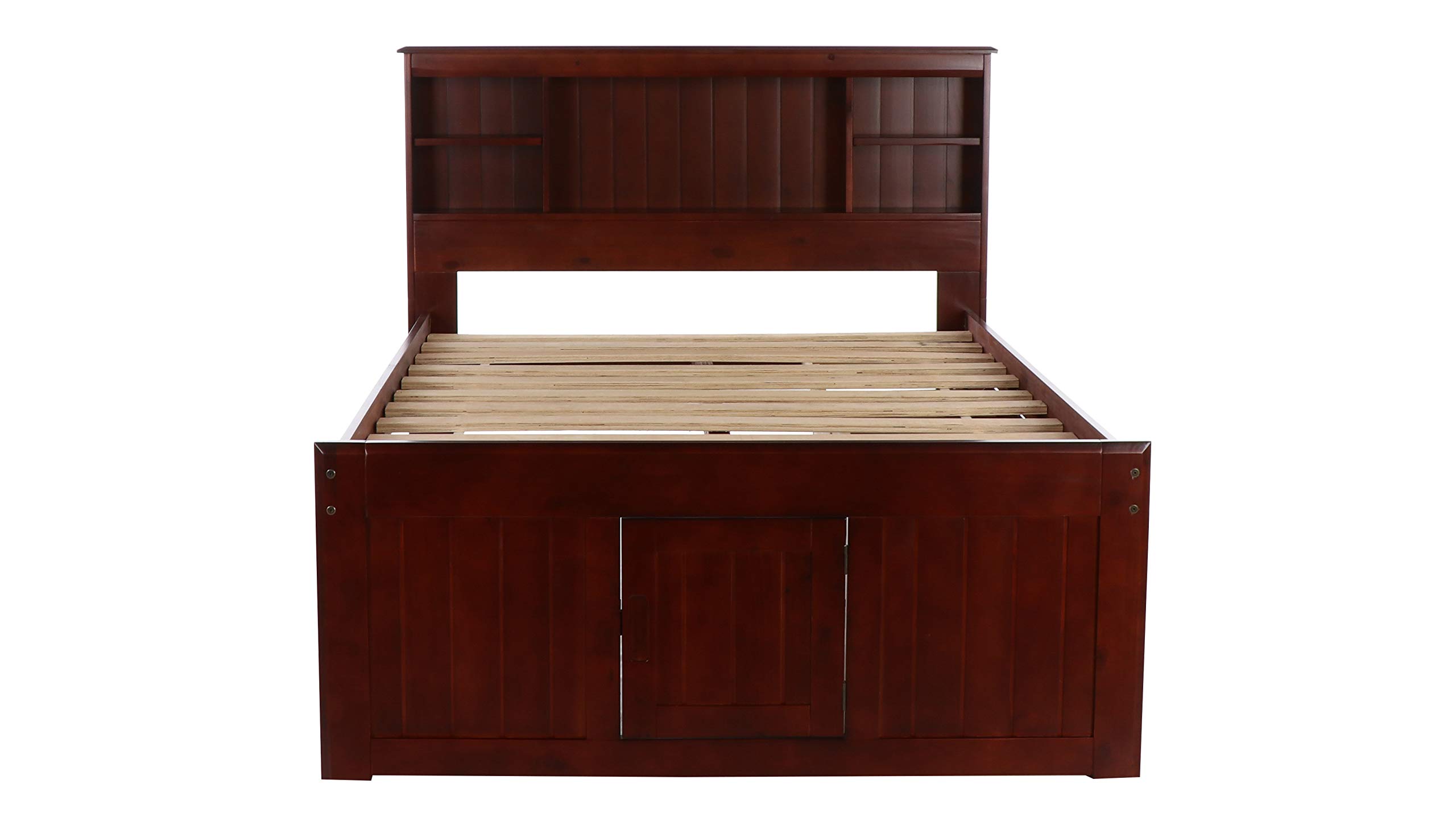 Discovery World Furniture Full Bookcase Bed with 6 Drawers in Merlot Finish - Perfect for Kids' Bedrooms, Dorm Rooms & Small Space Living
