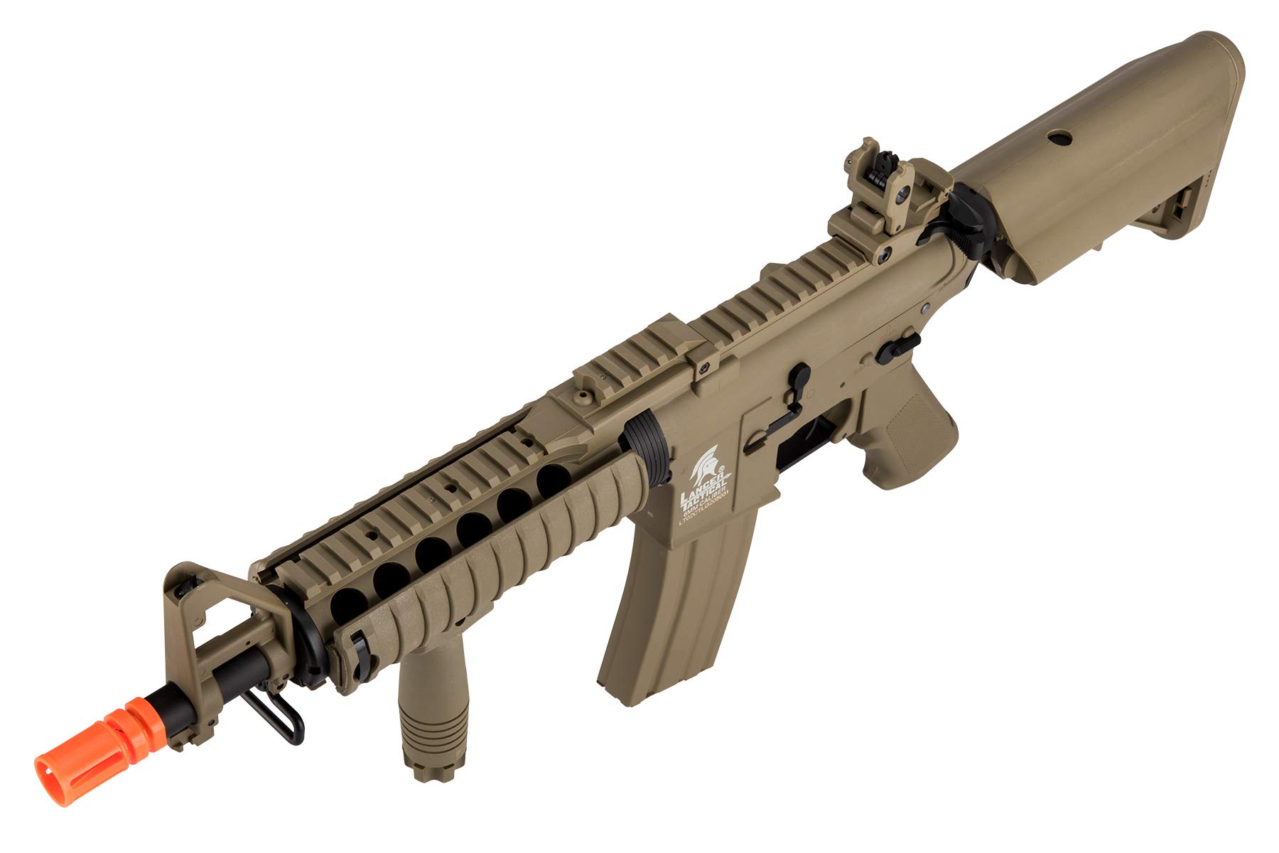 Lancer Tactical MK18 MOD 0 AEG Airsoft Rifle - High FPS, Nylon Polymer Construction, Tan Color - Perfect for Tactical Training, Airsoft Battles & Outdoor Shooting Games