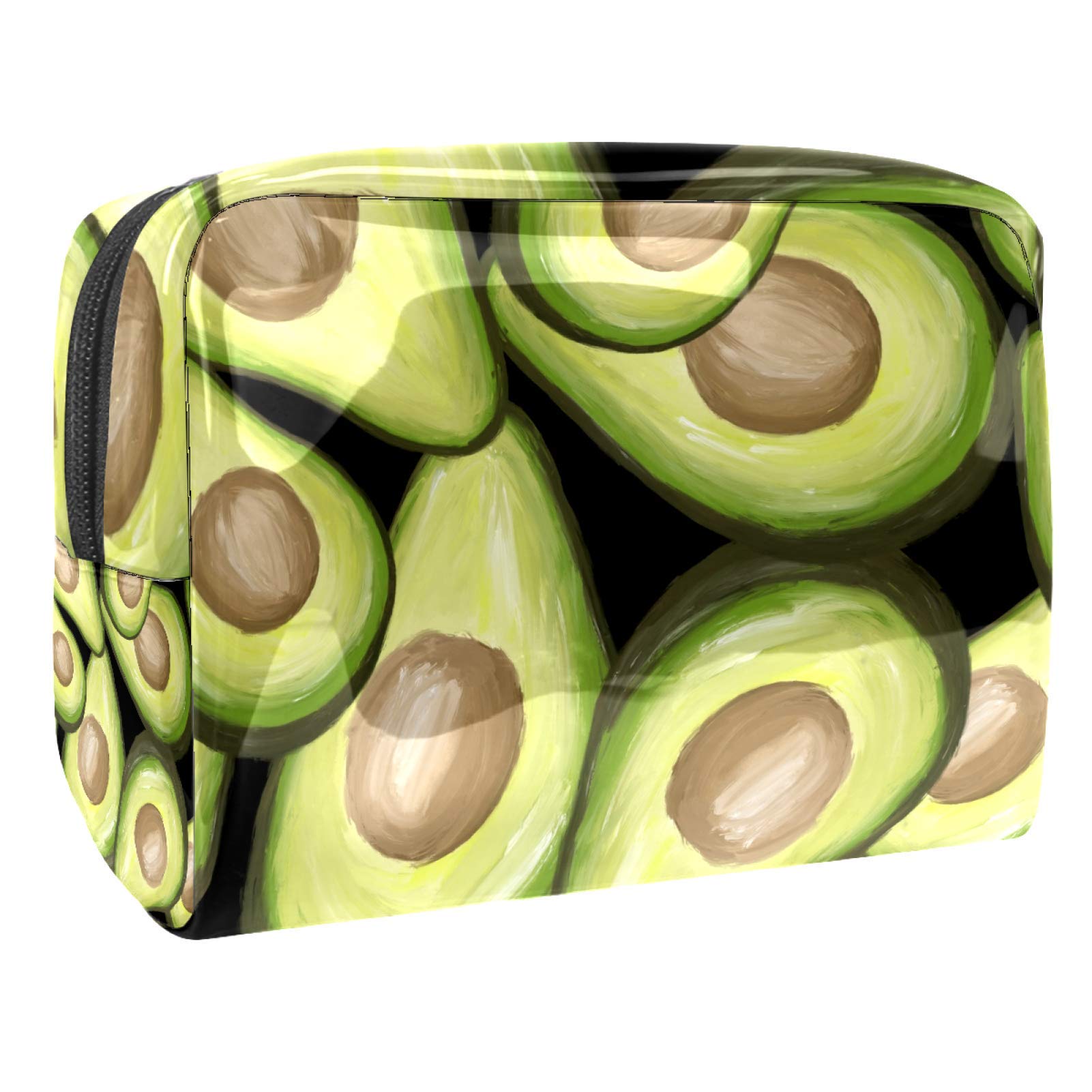 Portable Makeup Bag with Zipper - Travel Toiletry Organizer for Women | Waterproof Cosmetic Pouch with Avocado Design | Perfect for Travel, Gym & Daily Essentials Storage