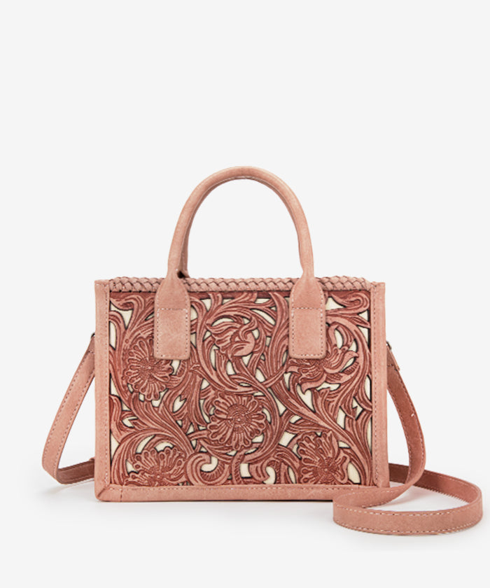 Trinity Ranch Genuine Leather Tooled Tote Bag - Western Style Handbag for Women, Perfect for Work, Travel and Everyday Use