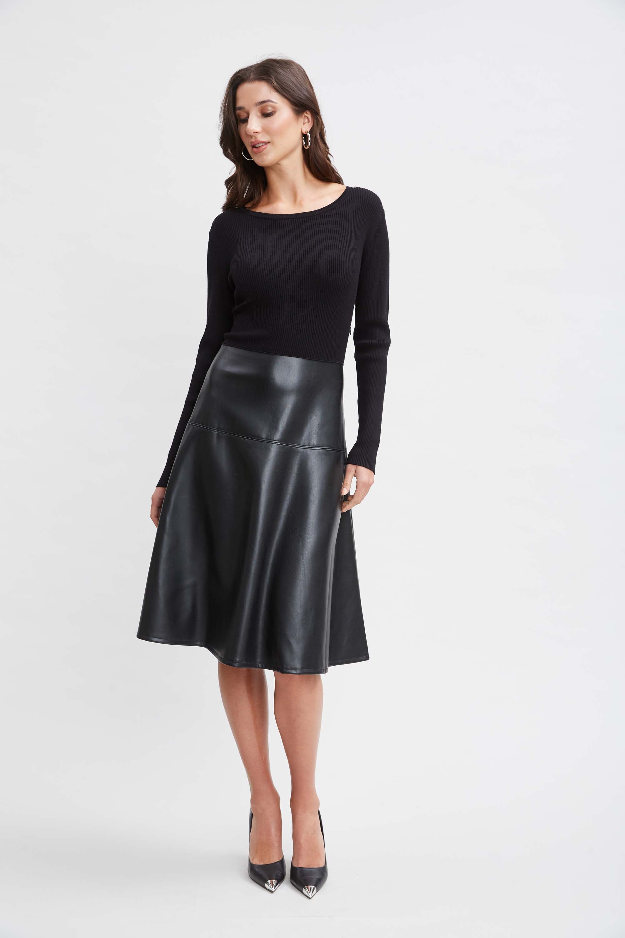 Tahari Women's Vegan Leather Knit Dress - Stylish & Comfortable for Work, Parties & Evening Events