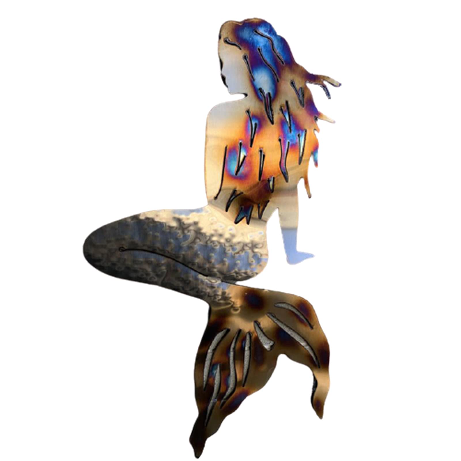 Dheera Mermaid Metal Wall Art - Handcrafted Coastal Beach Decor for Home, Patio, Porch & Fence | Perfect for Beach House, Coastal Living Room & Outdoor Seaside Decorations