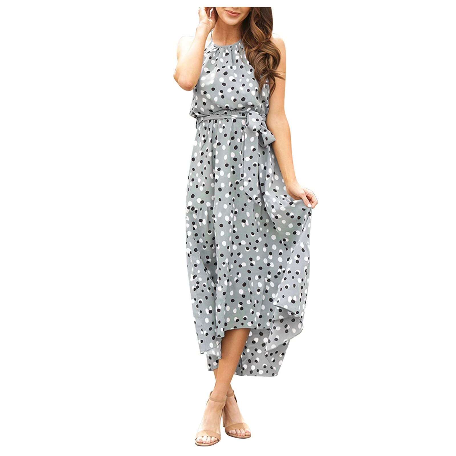Women's Polka Dot Summer Dress - Sleeveless Casual Beach Party Dress with Flirty Print | Perfect for Vacation, Date Night & Outdoor Events