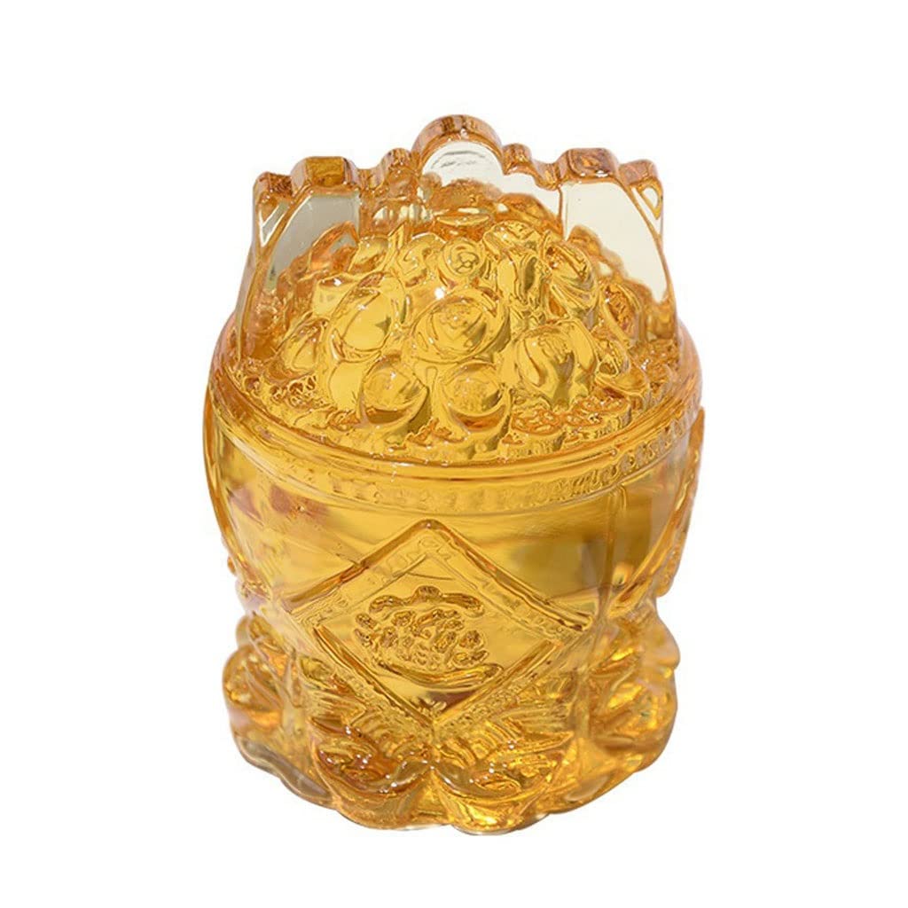 Lucky Chinese Cornucopia Treasure Bowl Statue with Gold Ingots - Feng Shui Wealth & Prosperity Figurine - Perfect Birthday Gift for Home & Office Decor