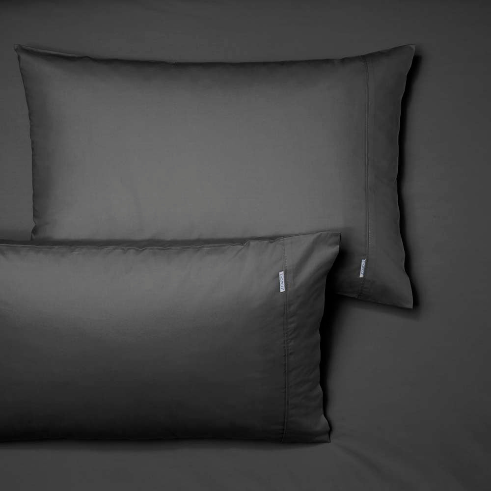Premium 100% Cotton Percale Fitted Sheet & Pillowcase Set - 300 Thread Count Charcoal Gray - Long Single Bed Size - Soft & Breathable Bedding for Hotels, Dorms & Guest Rooms