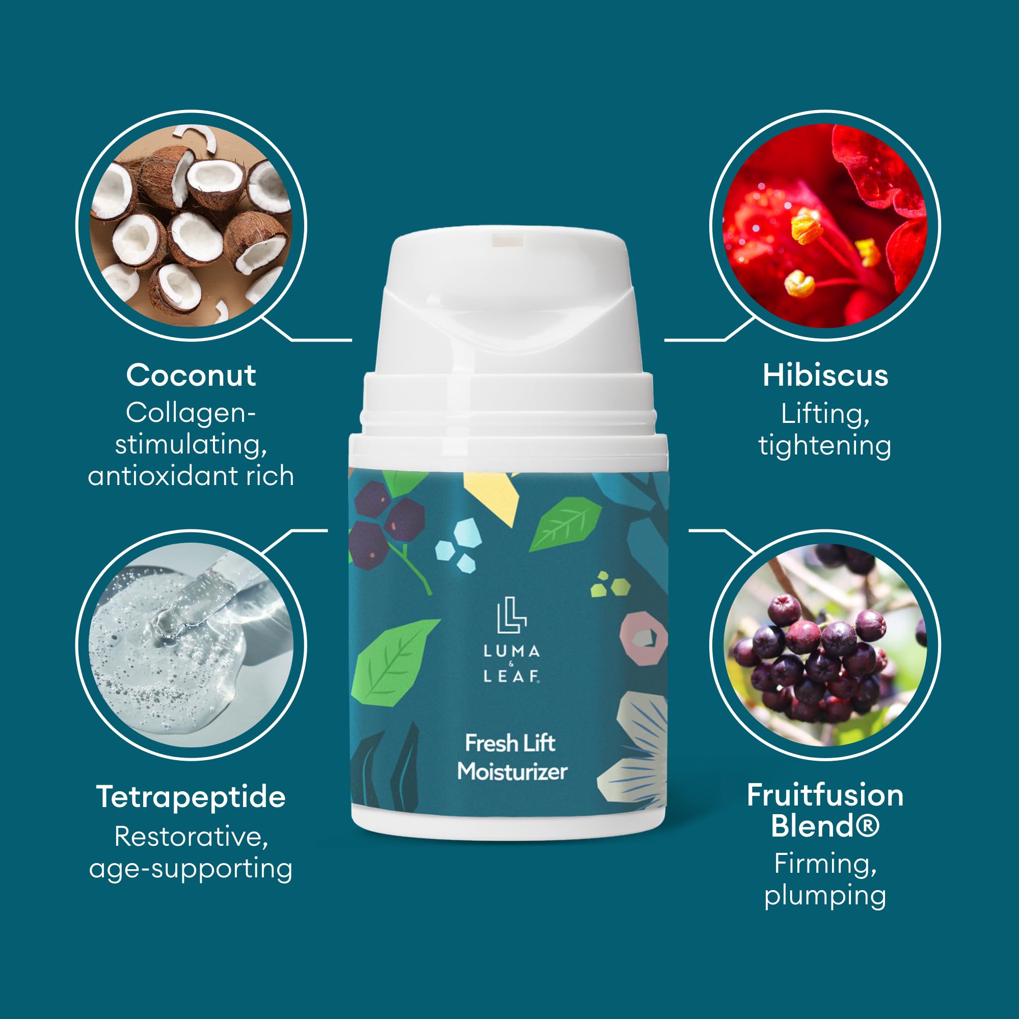 LUMA & LEAF Fresh Lift Anti-Aging Facial Moisturizer - 1.7 Fl Oz Hydrating Collagen Cream for Wrinkle Reduction & Skin Elasticity | Natural Daily Moisturizer with Skin Barrier Protection | Perfect for Mature Skin & Nighttime Skincare Routine