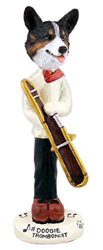 Welsh Corgi Cardigan Trombonist Doogie Collectible Figurine - Unique Musical Dog Statue for Home Decor, Gift for Musicians & Corgi Lovers