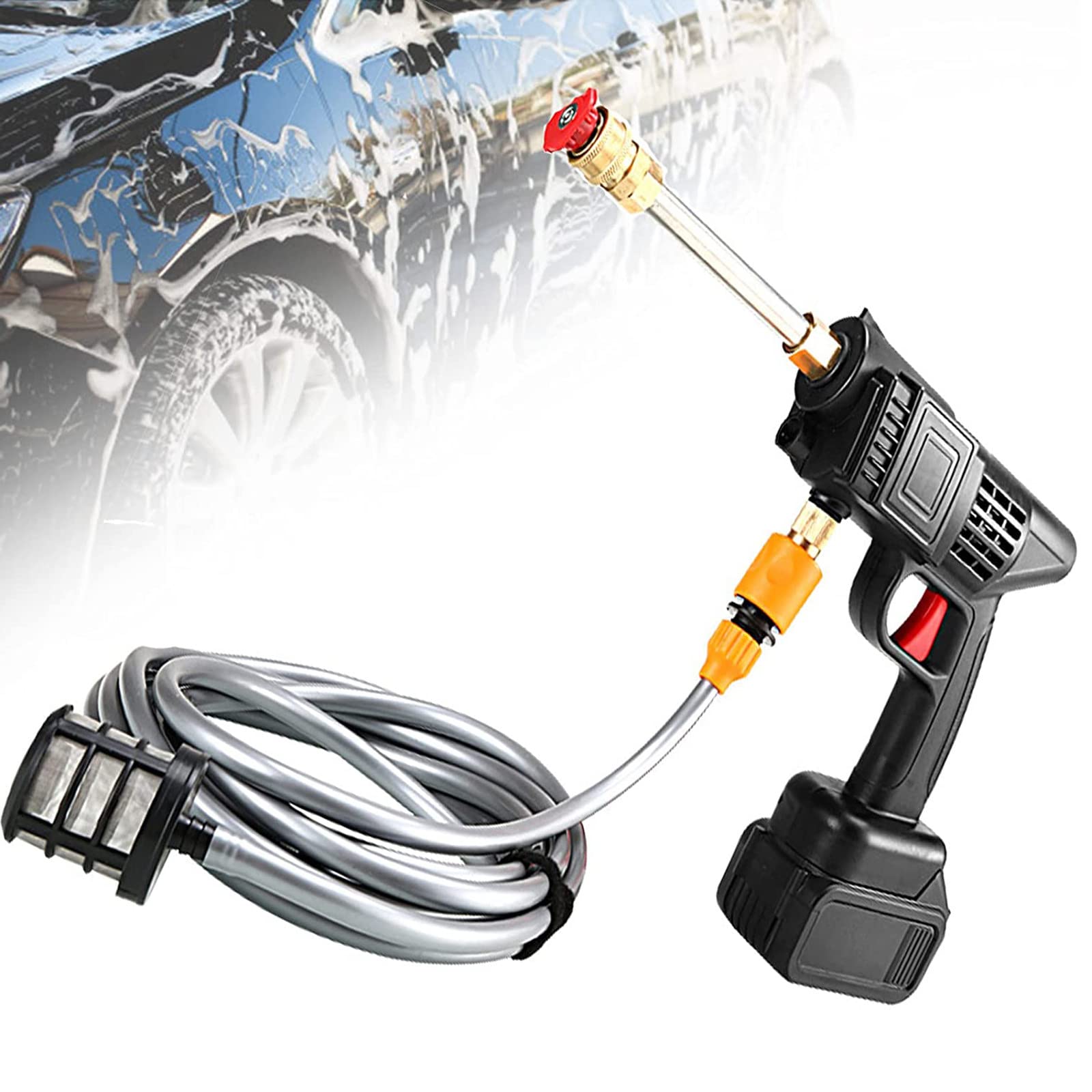 24V Cordless Battery Pressure Washer - Wireless Car Wash Gun with Nozzle, Portable Power Washer for Cars, Fences, Garden Cleaning (Includes 1 Battery) - Perfect for Home, RV & Outdoor Cleaning Tasks