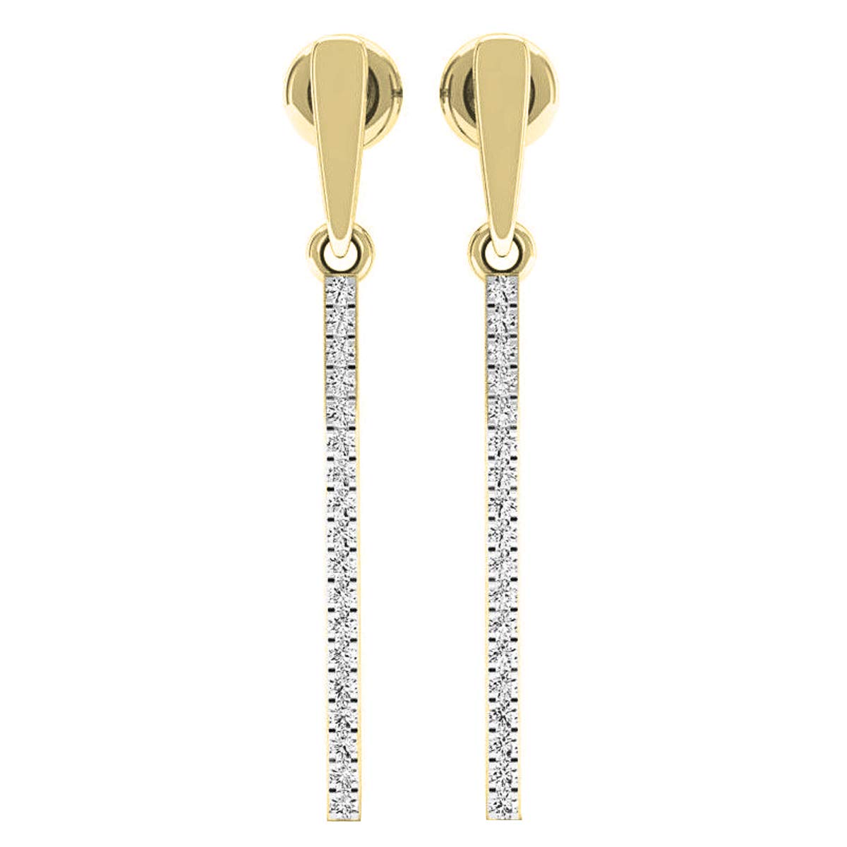 0.20 Cttw 14K Solid Yellow Gold Round White Diamond Linear Bar Drop Earrings for Women - Elegant Dazzlingrock Collection | Perfect for Weddings, Parties & Special Occasions