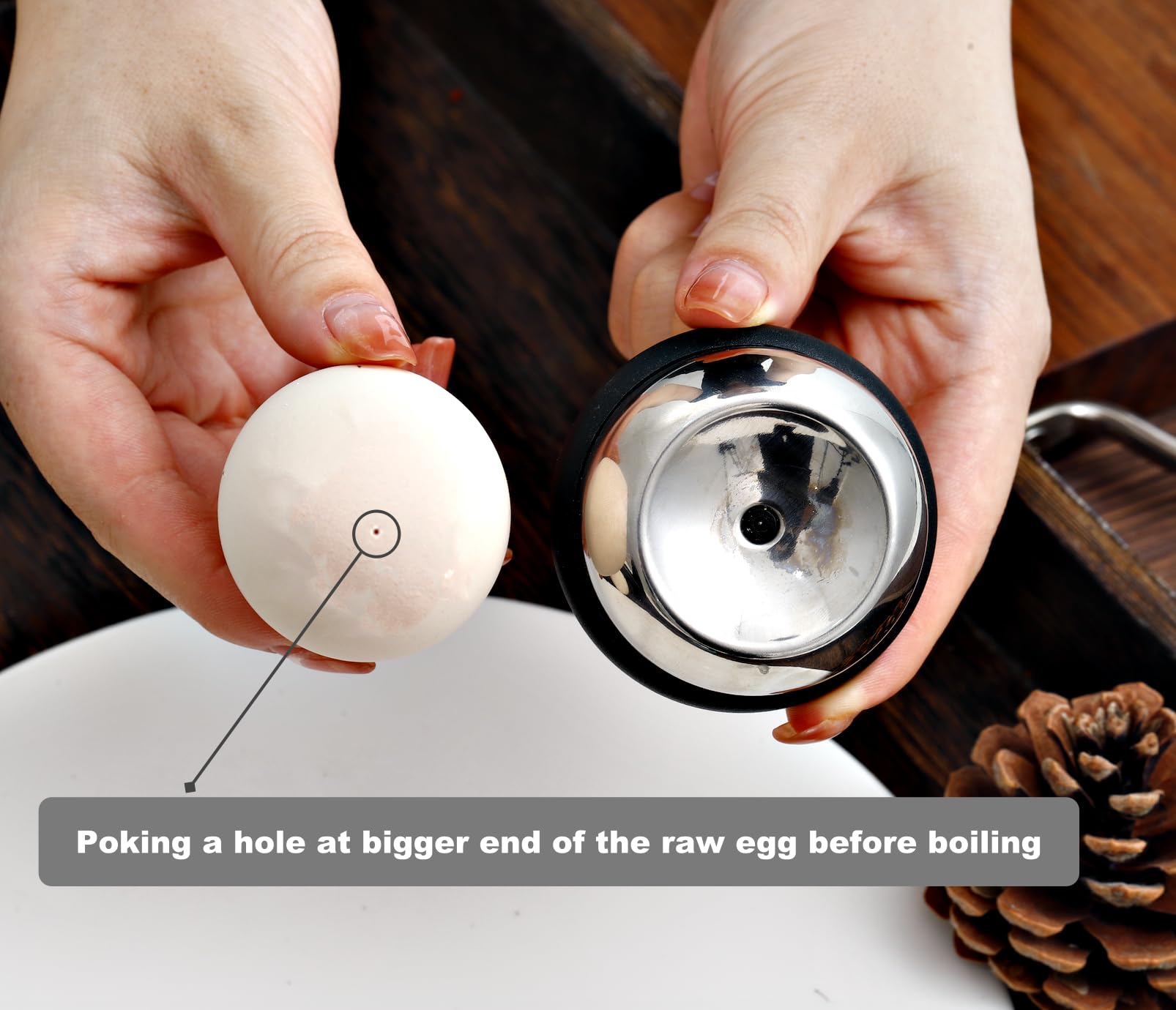 Premium Stainless Steel Egg Piercer for Perfect Hard Boiled Eggs - Retractable Pin Egg Hole Puncher & Shell Peeler Tool - Ideal for Cooking, Baking, and Meal Prep