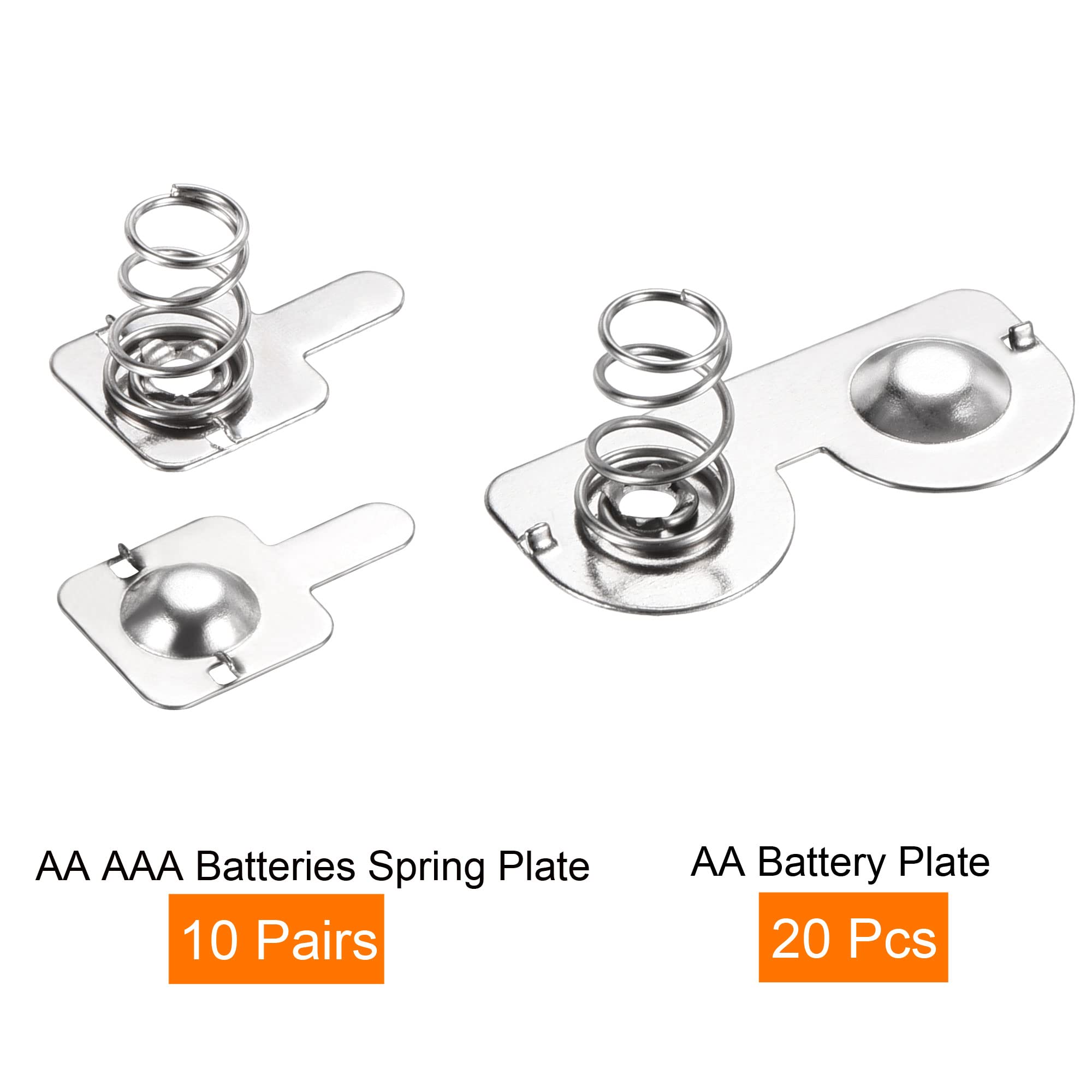 MECCANIXITY 10 Pairs AA AAA Battery Spring Plates & 20 Pcs AA Battery Negative to Positive Spring Contacts - Replacement Parts for Toys, Flashlights & Electronic Devices