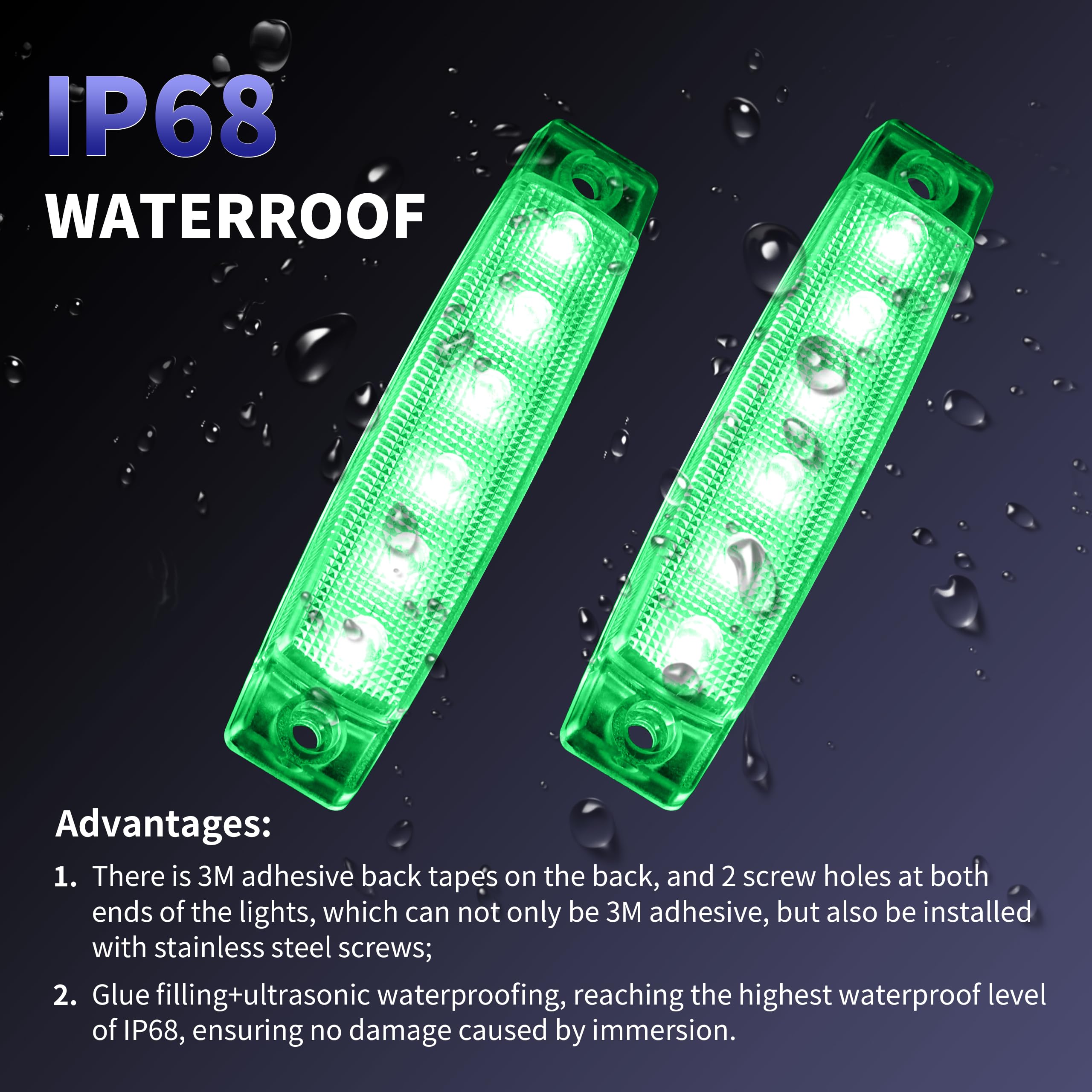 12V Waterproof Marine LED Boat Lights - Green Interior & Cockpit Lighting for Pontoon Boats, Yachts, Kayaks & Night Fishing (4-Pack) | Durable, Energy-Efficient Deck & Cabin Lights