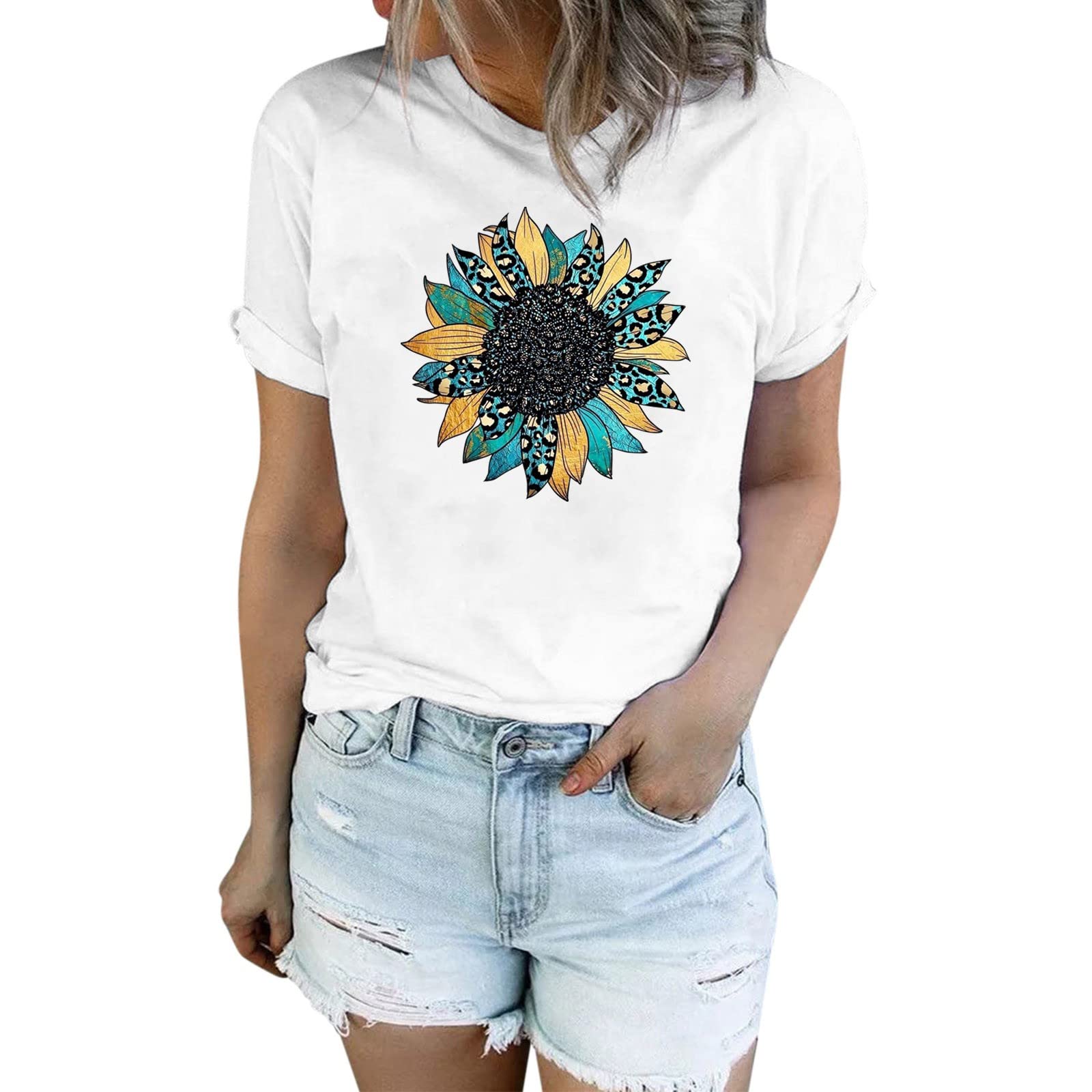 Women's Summer Tops - Cold Shoulder Short Sleeve Flowy Loose Tee Shirts with Printed Tunic Design | Perfect for Beach, Vacation & Casual Outings