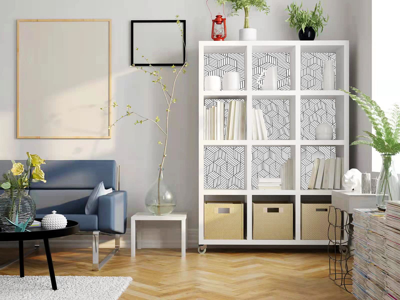 Hexagon Peel and Stick Wallpaper - Gold & Beige Geometric Pattern Removable Contact Paper for Shelves, Drawers, Cabinets - 17.7