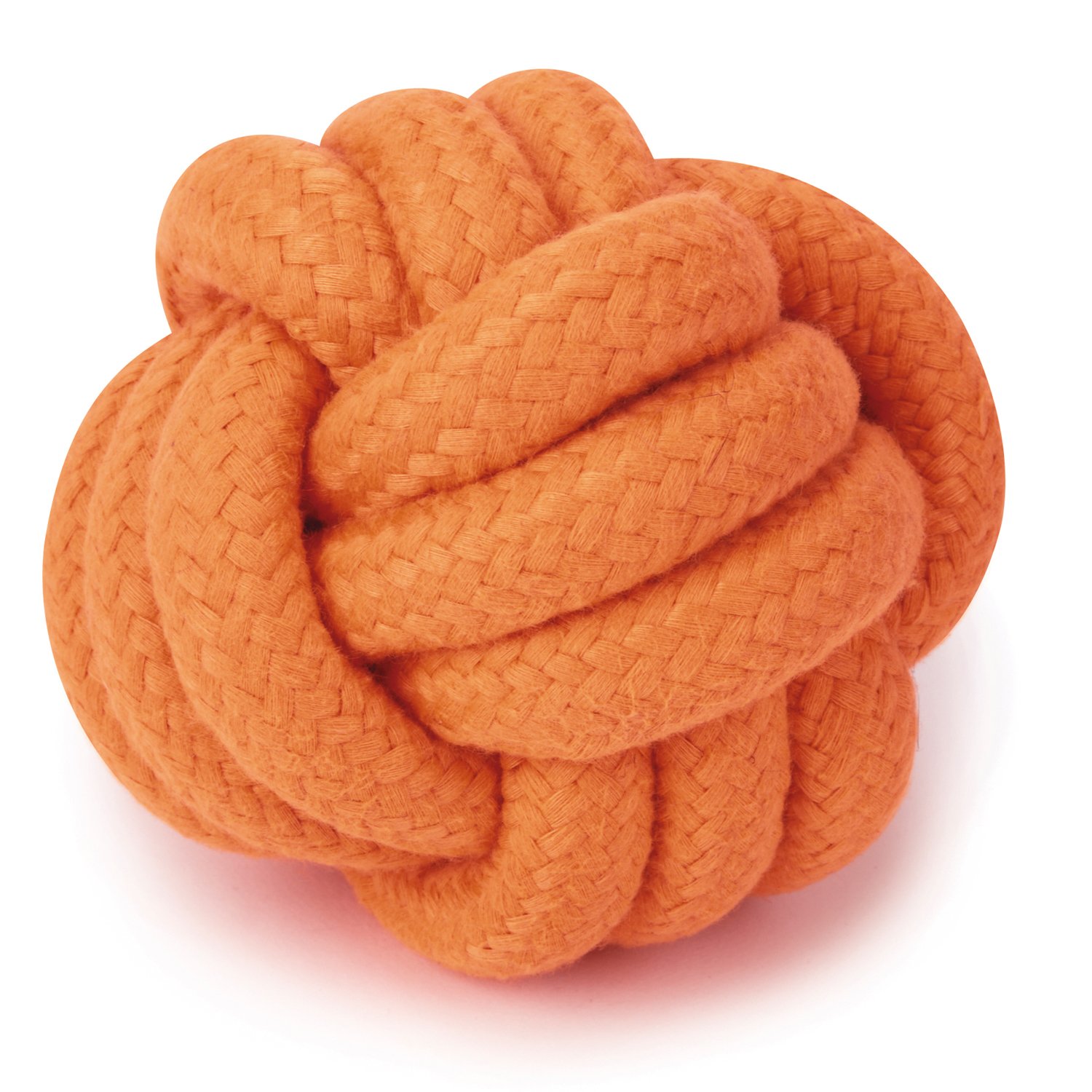Ruff Rope Knot Ball Dog Toy - Durable Orange Chew Toy for Small & Medium Dogs (3 Inch Diameter) - Perfect for Fetch, Tug-of-War & Teeth Cleaning