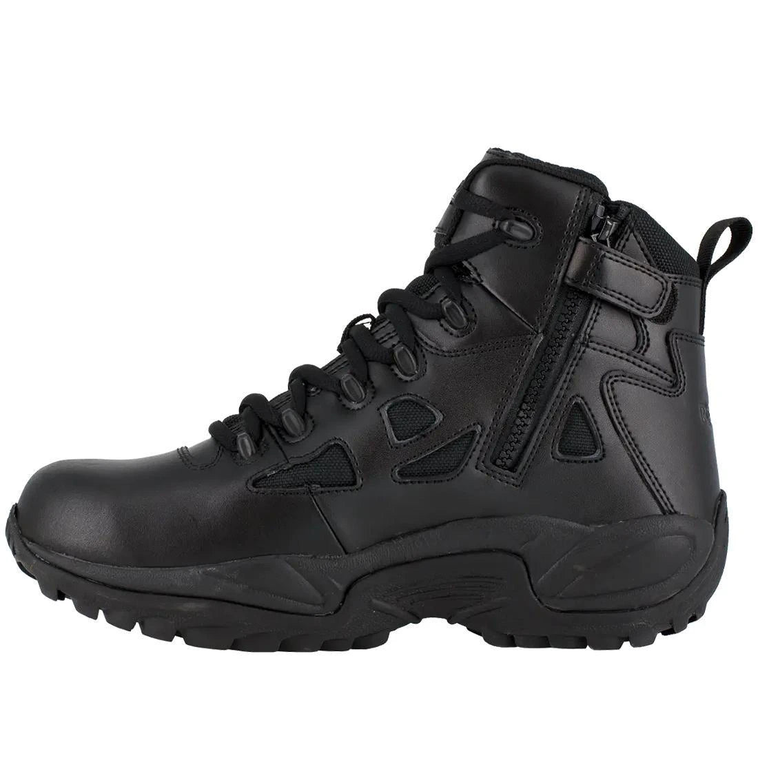 Rapid Response RB 6 Inch Soft Toe Waterproof Tactical Boots with Side Zip - Black | Lightweight Military Work Boots for Outdoor Hiking, Construction & Security Duty