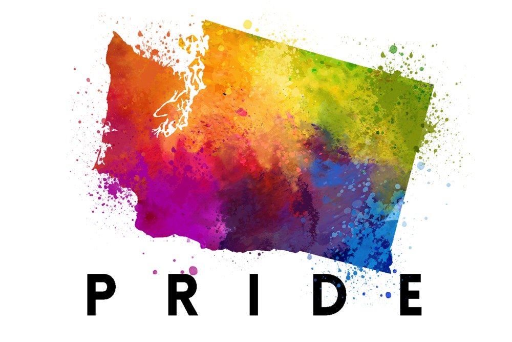 Washington Gay Pride State Abstract Art - 12x18 Gallery Quality Metal Wall Decor, Aluminum Print for Home & Office - Perfect for LGBTQ+ Pride Celebrations, Modern Living Room & Office Decor