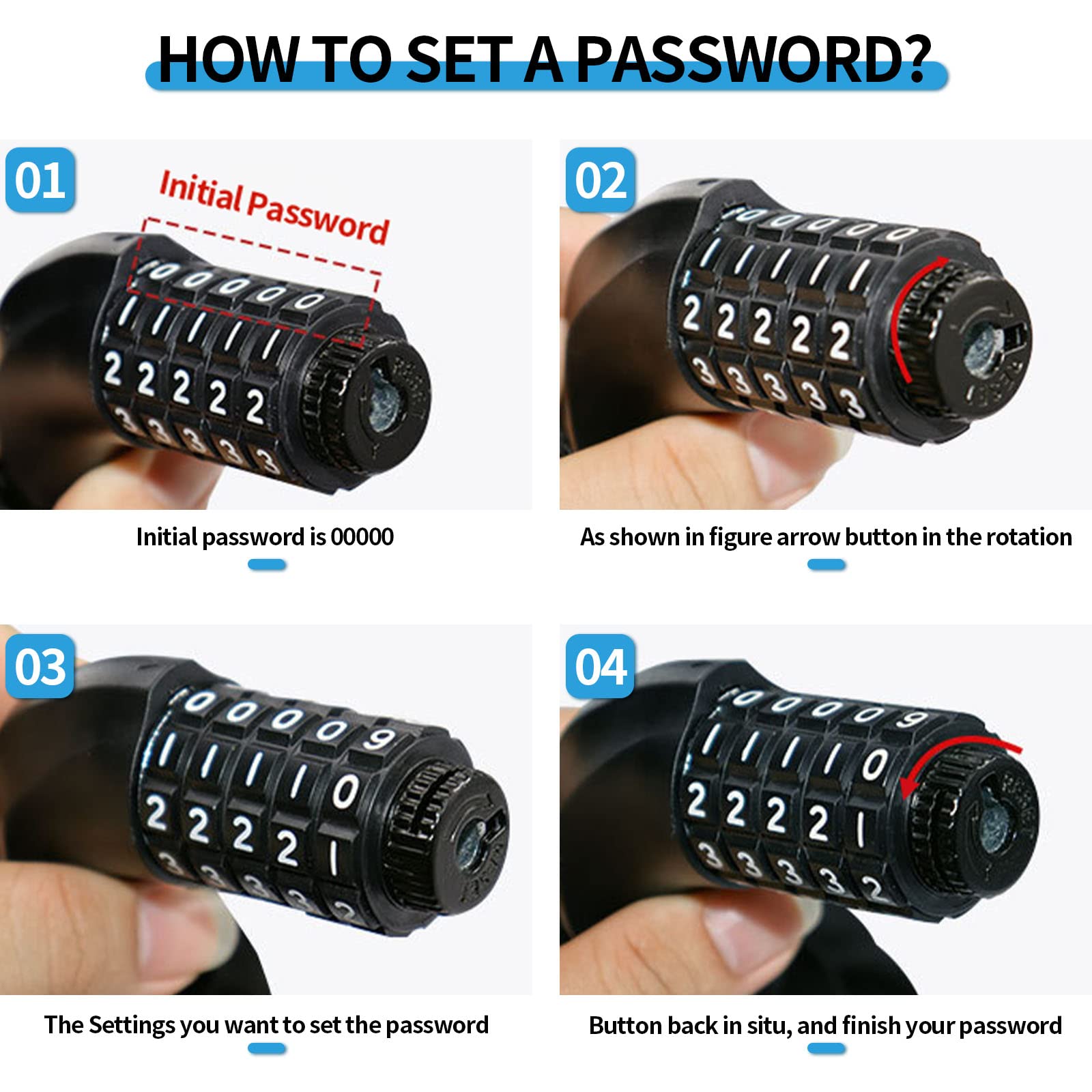 Anxingo 5-Digit Resettable Combination Bike Lock - Heavy Duty Anti-Theft Bicycle Chain Lock (3.6ft, Black) - No Keys Required, Fits All Bikes - Perfect for Commuting, Campus, and Outdoor Cycling Security