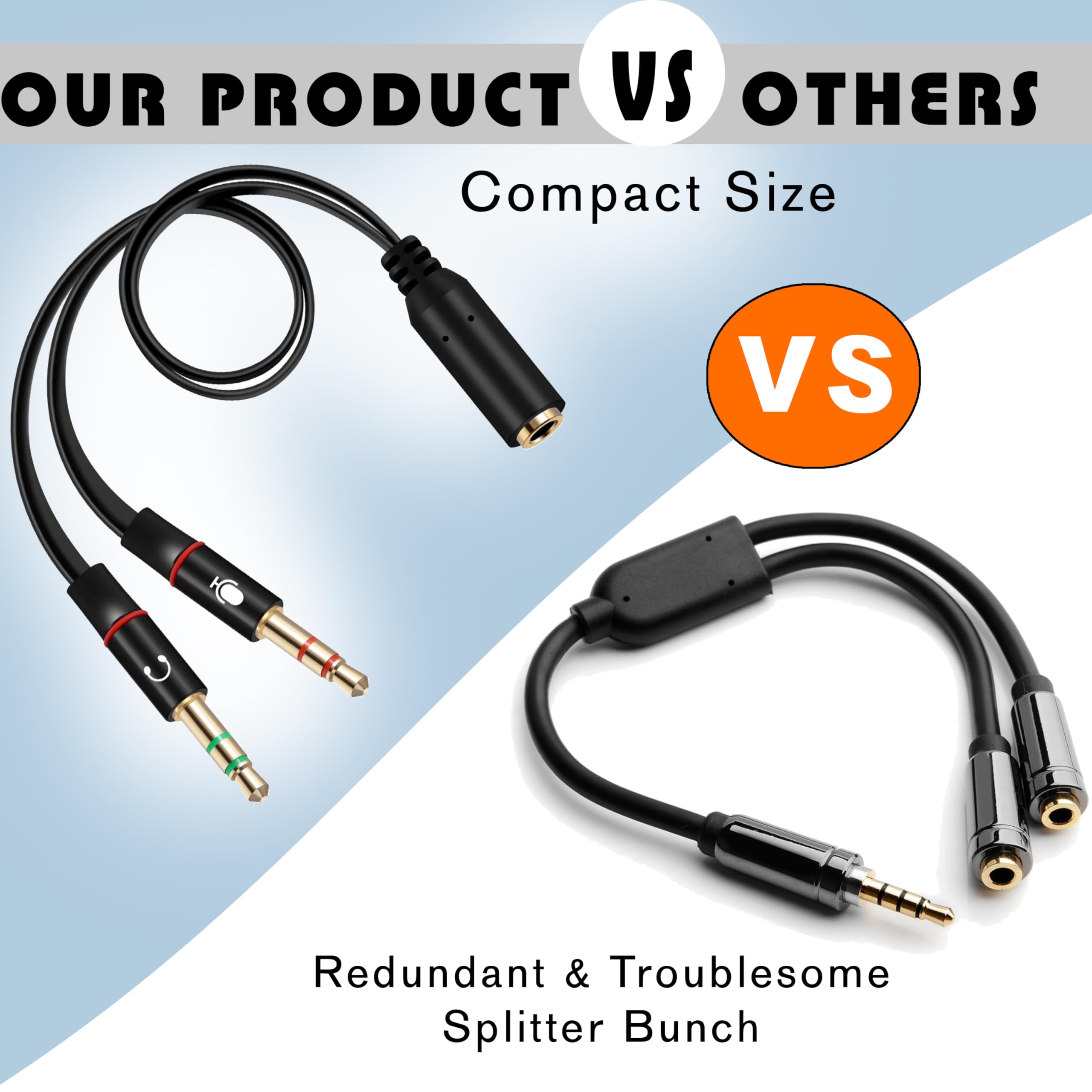 SaiTech IT 4-Pack 3.5mm Female to Dual 3.5mm Male Headphone Splitter Cable - Audio Y Adapter for PC, Laptop, Smartphone - 20cm Length - Perfect for Gaming, Online Meetings & Music Sharing